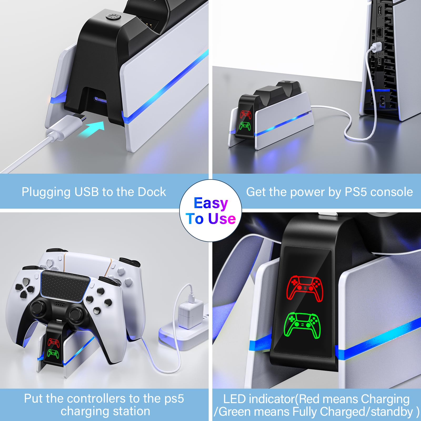 PS5-kontrolladdningsstation för Dualsense & Edge
