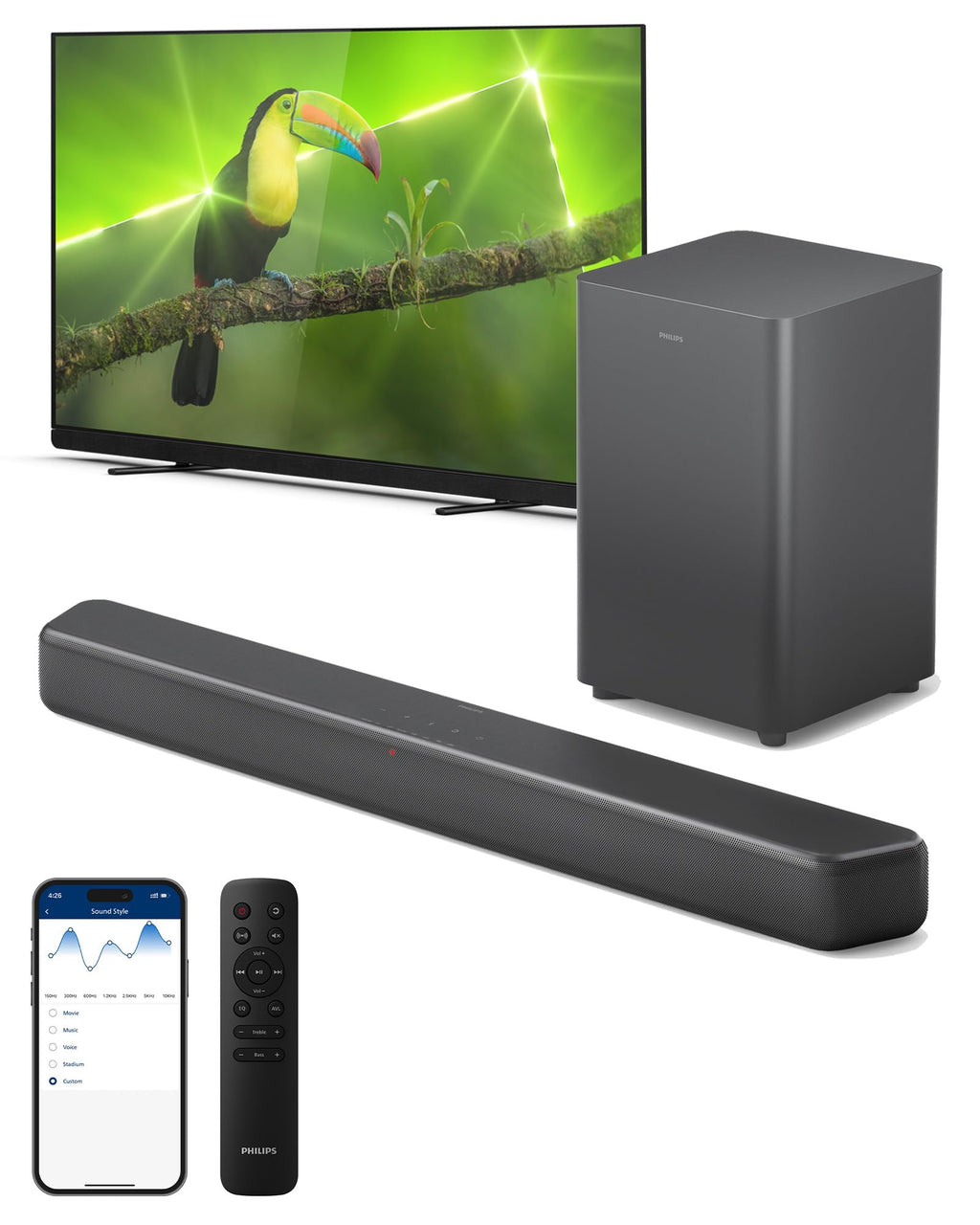 2.1 Channel Soundbar with Wireless Subwoofer Philips B5309