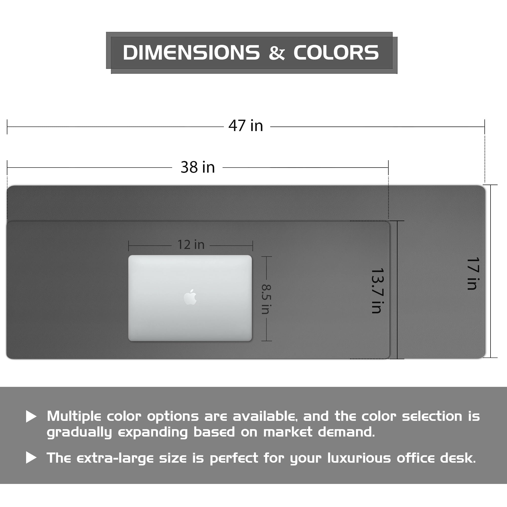 Защитный коврик Aothia из кожи для стола – большой коврик для мыши, настольный коврик для офиса, нескользящая подкладка из полиуретановой кожи, подставка для ноутбука, водонепроницаемый коврик для письма для офиса и дома (серый, 38" x 13.7")