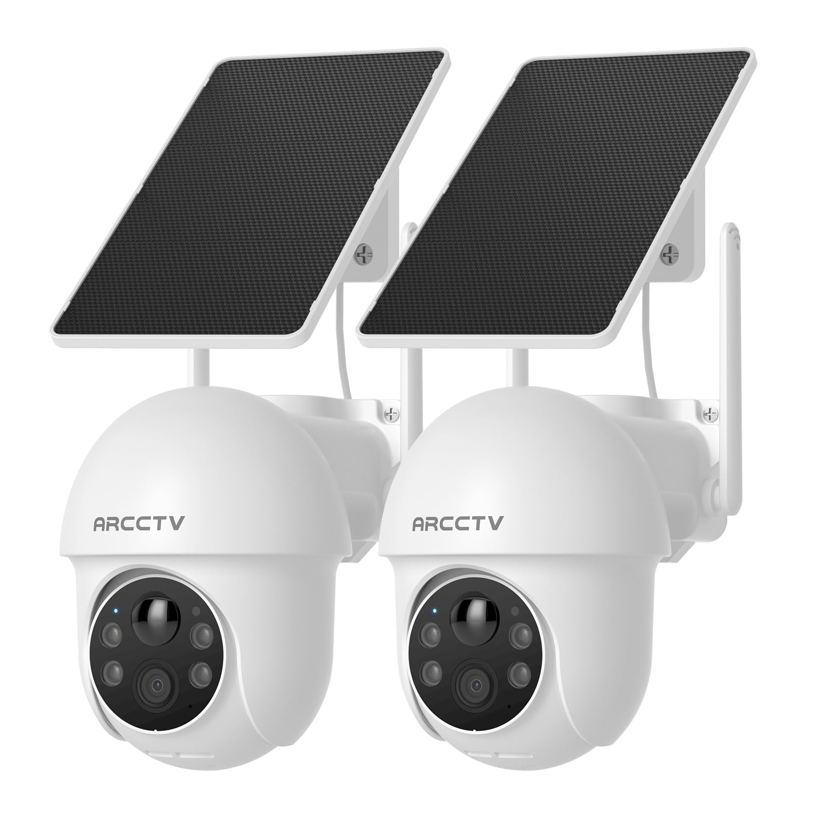 ARCCTV Solar Security Cameras Wireless Outdoor, 4MP 360° View Battery Powered Outdoor Camera, Night Vision with Spotlight, 2-Way Audio, PIR Motion Sensor, 2.4G/5G Dual Band WiFi (2 Pack)
