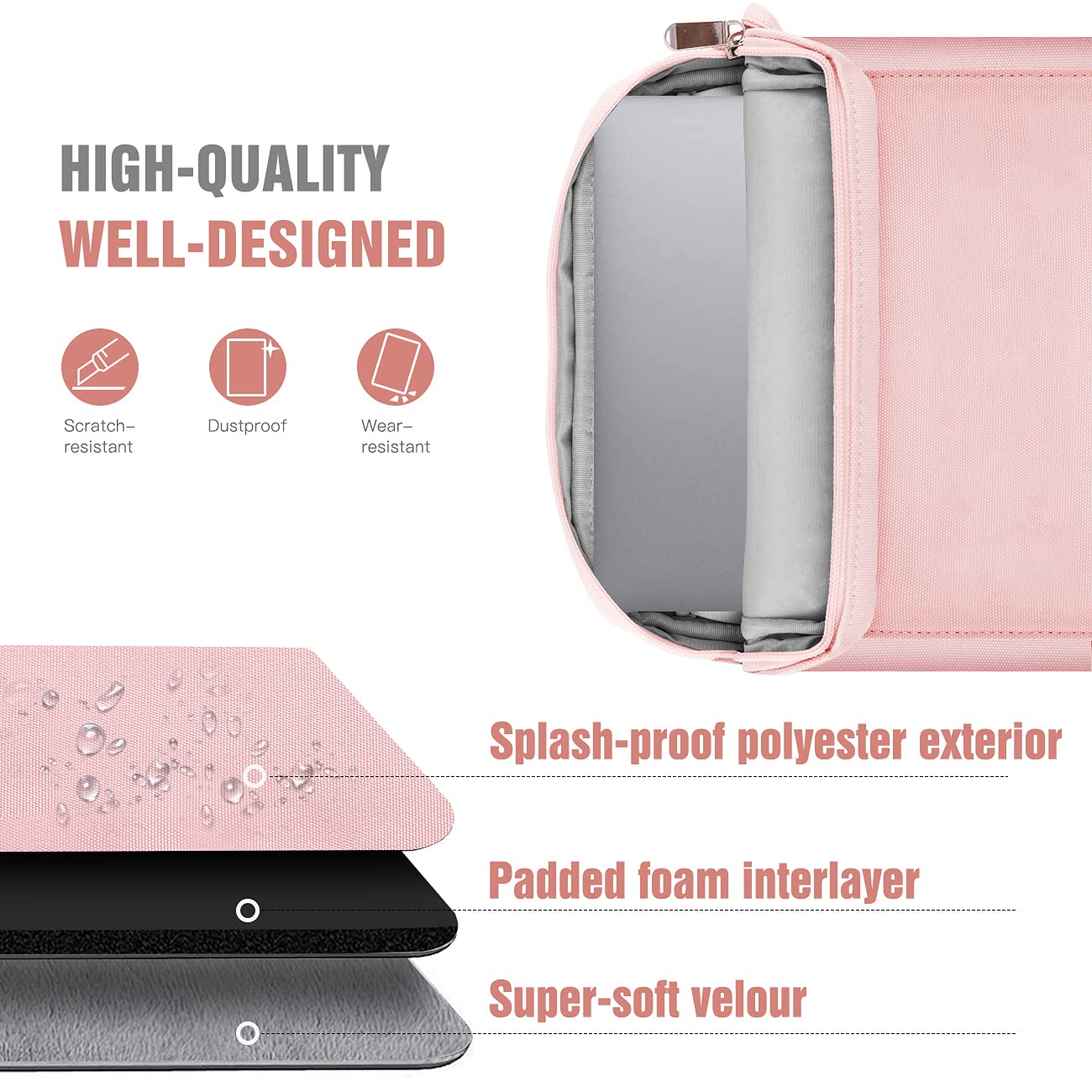 TiMOVO 9-11 Inch Tablet Sleeve Bag with Shoulder Strap for iPad 11-inch A16 2025, iPad 10th Gen. 10.9"/10.2", Galaxy Tab A9+/A11Plus 11", Pink