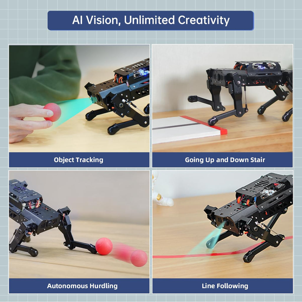 PuppyPi Robot Dog with ChatGPT Large AI Models AI Embodied Intelligence ROS Robotic Dog Vision Scene Voice Understanding SLAM Mapping Navigation Bionic Quadruped Robot, Advanced Kit & RaspberryPi5 4GB