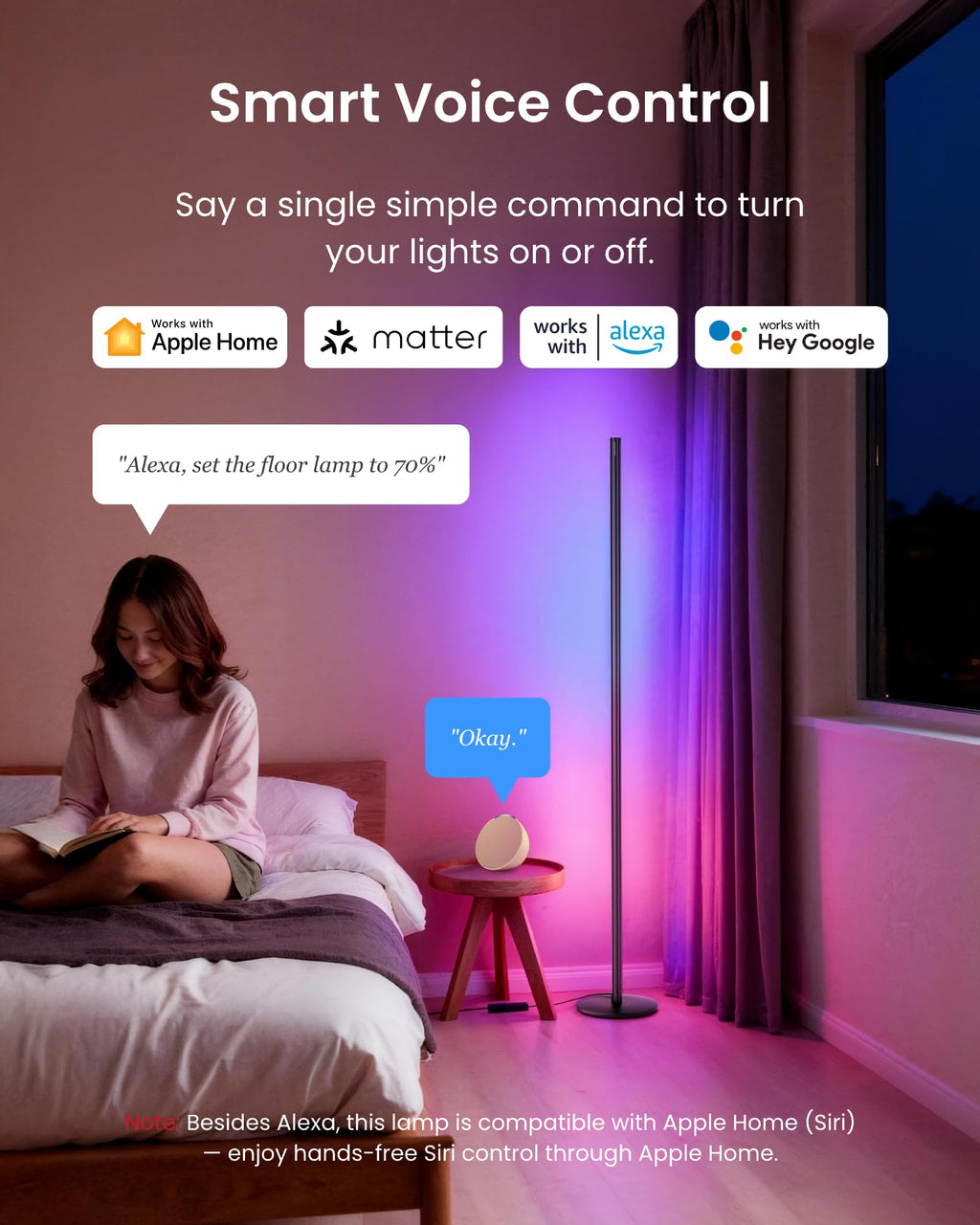 Smart RGBICWW Floor Lamp Voice Control H7061