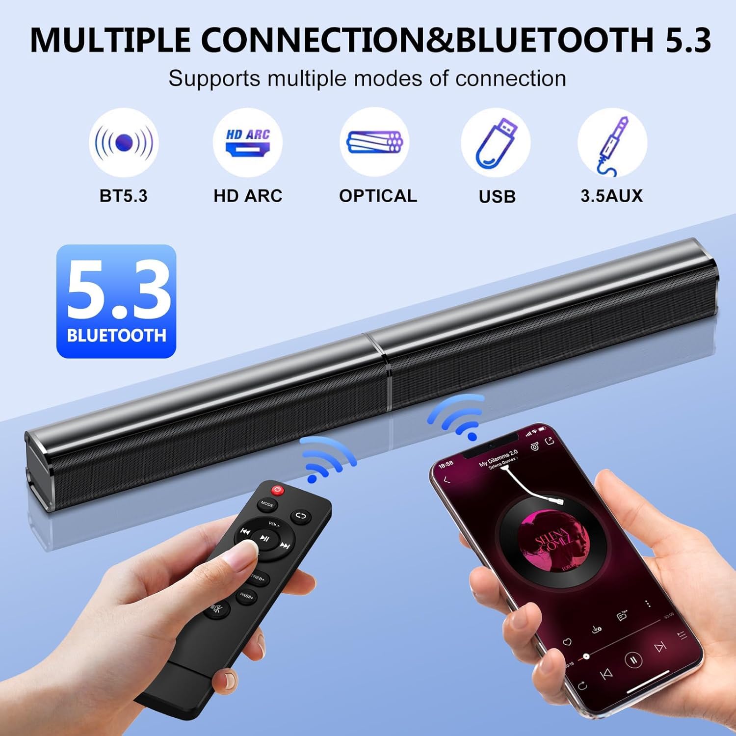 Barra de Sonido Bluetooth de 80W para Smart TV