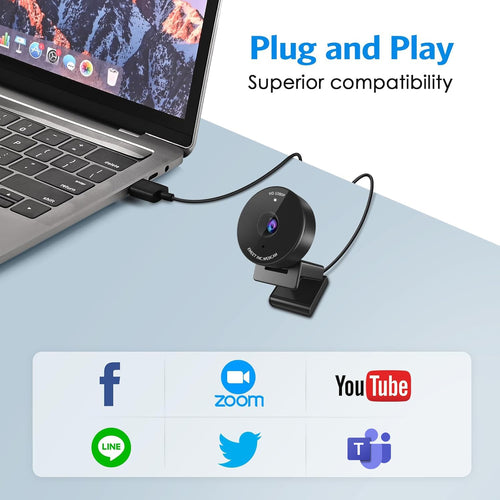 Webcam 1080P con Cubierta de Privacidad y Micrófono Integrado