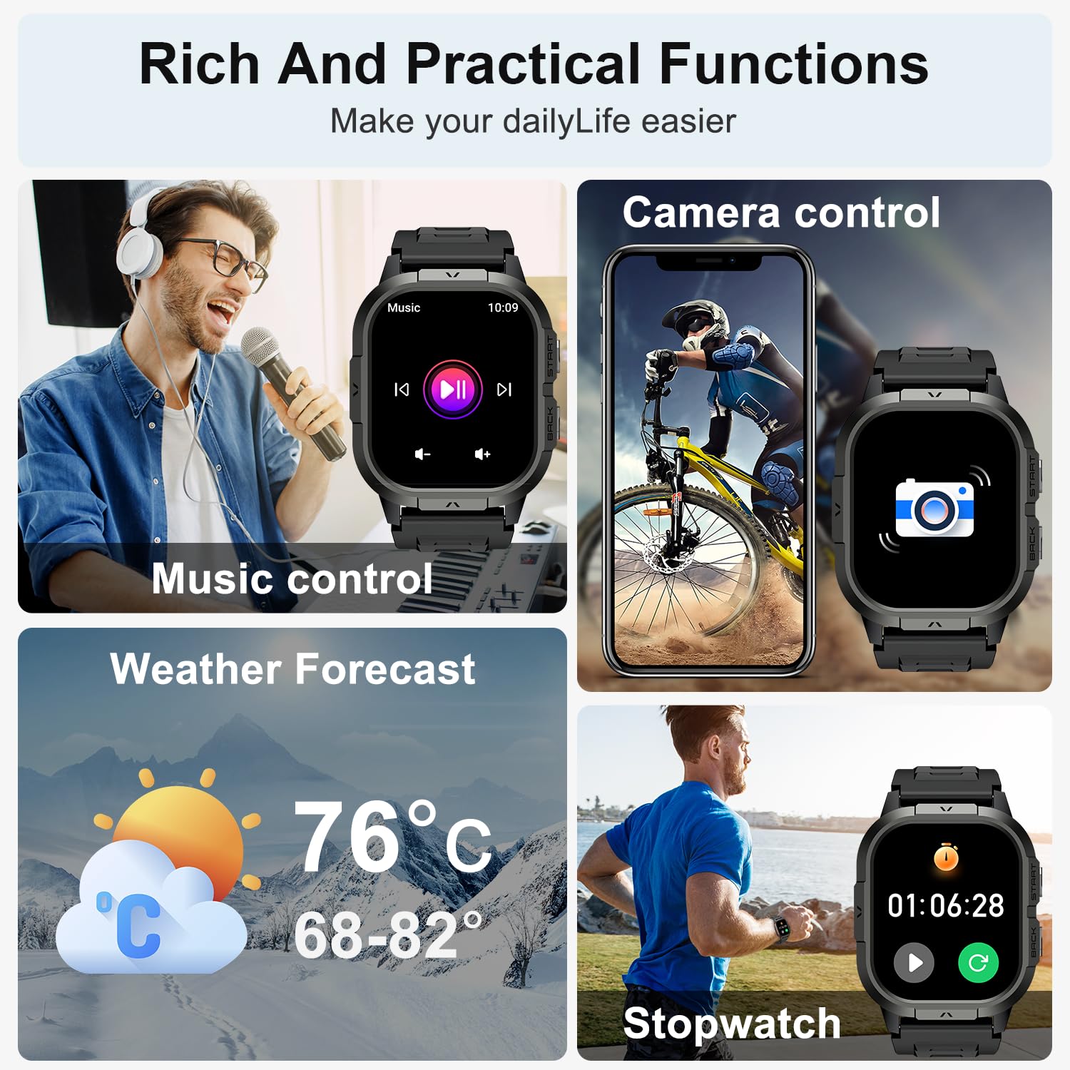 Military Smartwatch AMOLED Display Heart Rate Monitor GPS GBD-H2000