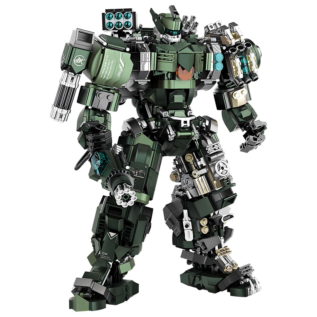 Motorized Mech Robot Building Kit with Weapons, Industrial Style