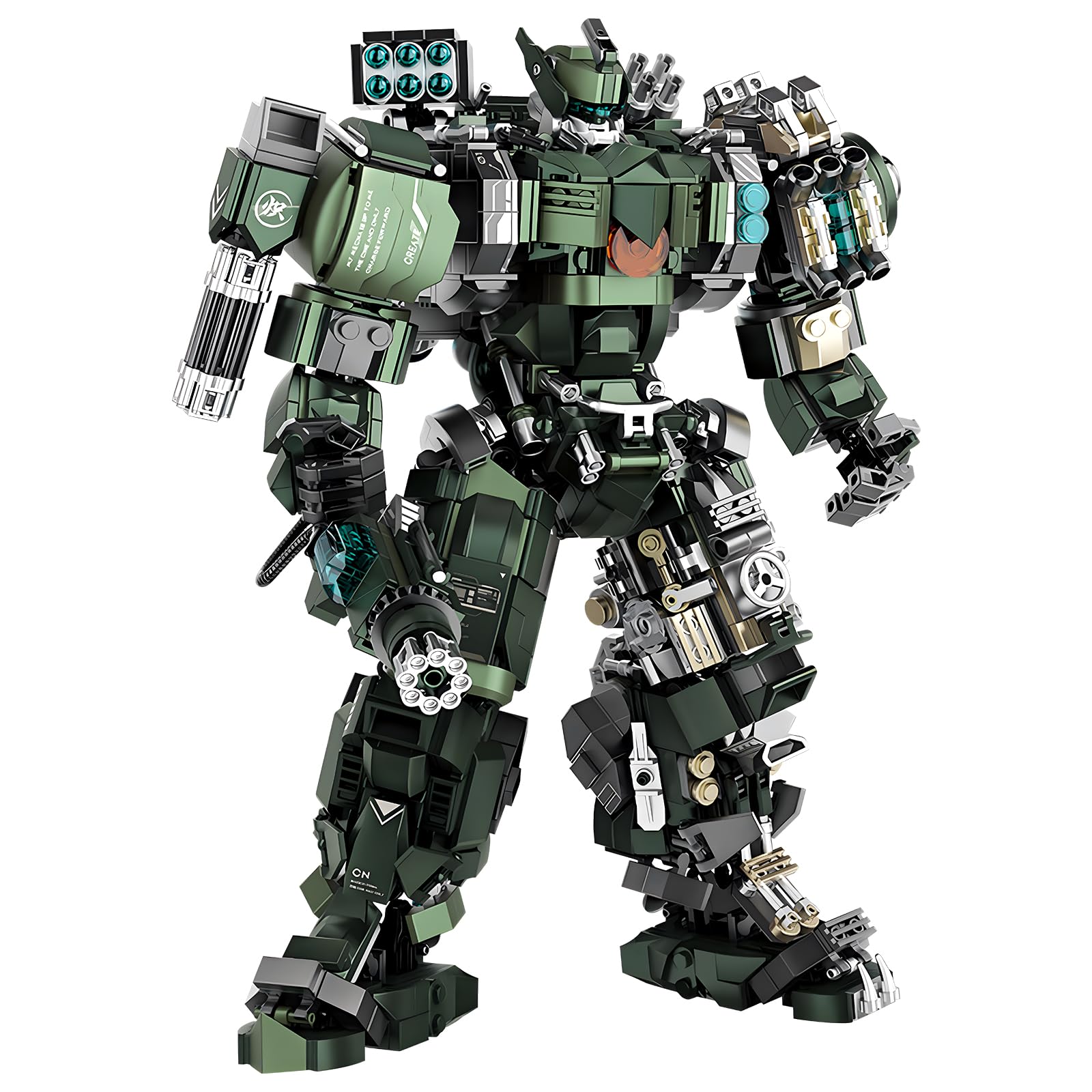 Motorized Mech Robot Building Kit with Weapons, Industrial Style