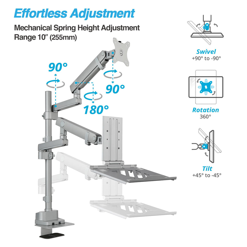 Dual Monitor Arm Pole Top Mount with USB-C