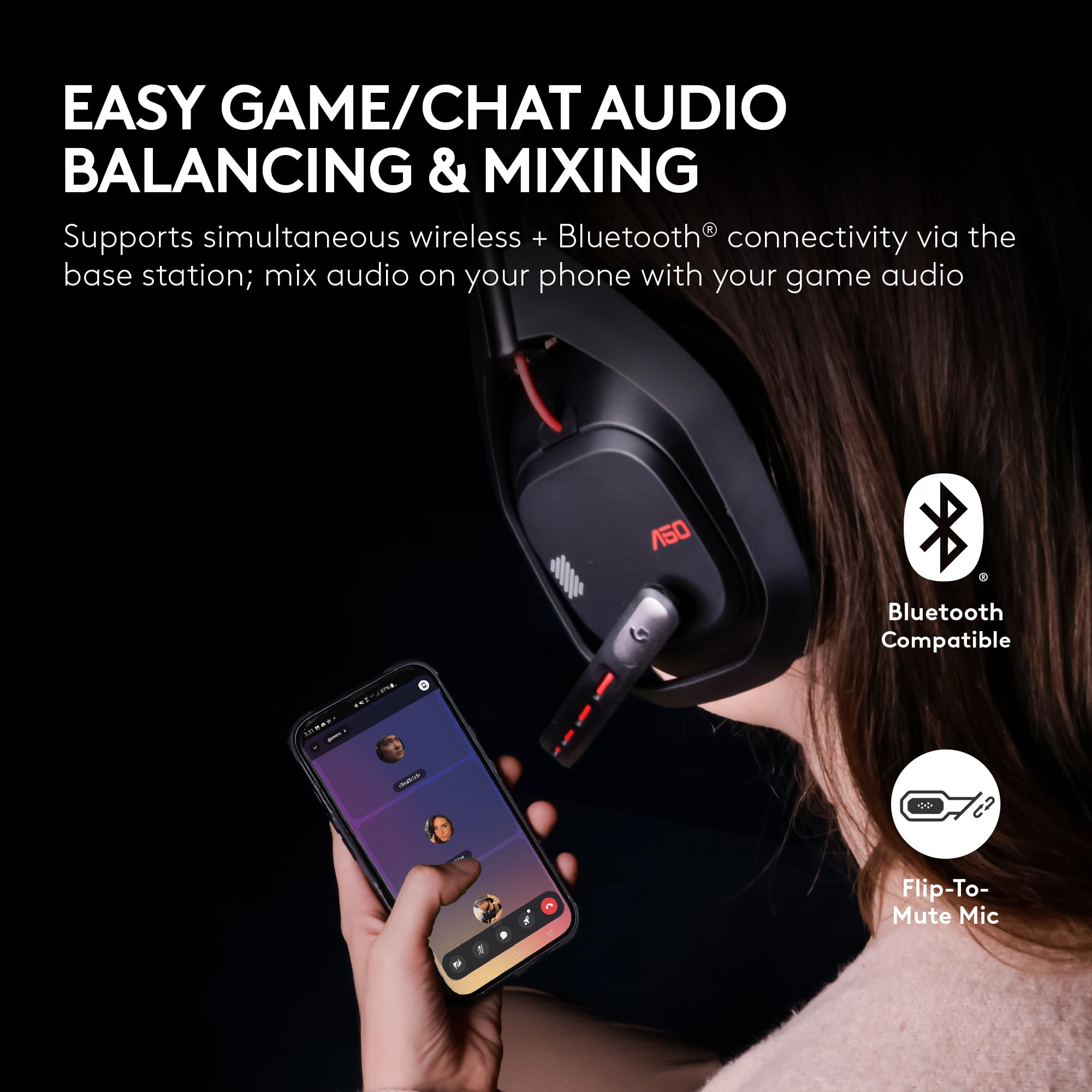 Logitech G Astro A50 Multi-Platform Wireless Gaming Headset + Base Station for PS5/Xbox/PC: PLAYSYNC Audio Switcher, <16bit/48kHz (Console), <24bit/48kHz (PC), 24hr Battery, 2.4GHz & BT - Black