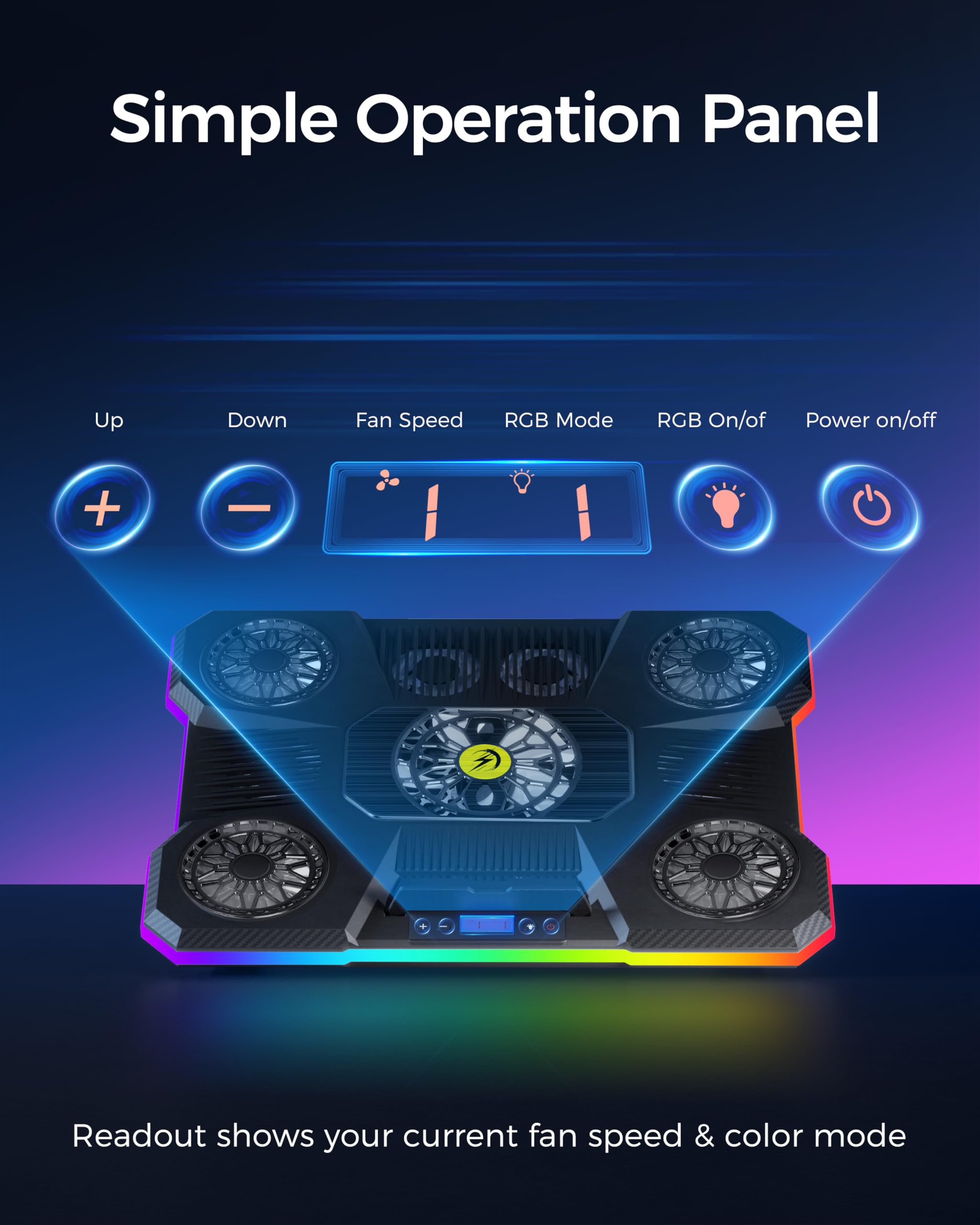 Base de Enfriamiento para Portátiles con 9 Ventiladores RGB