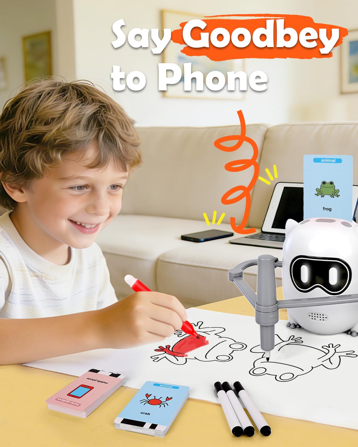 Drawing Robot Toy with 200 Cards for Kids Educational