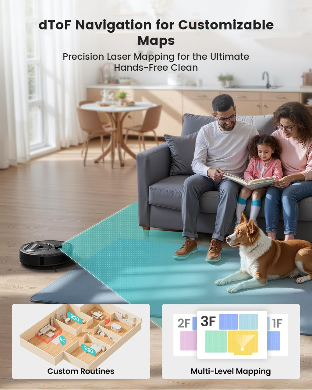 LiDAR Robot Vacuum and Mop with Smart Mapping, M330