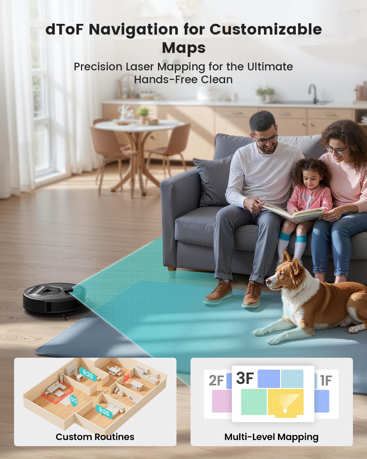 LiDAR Robot Vacuum and Mop with Smart Mapping, M330
