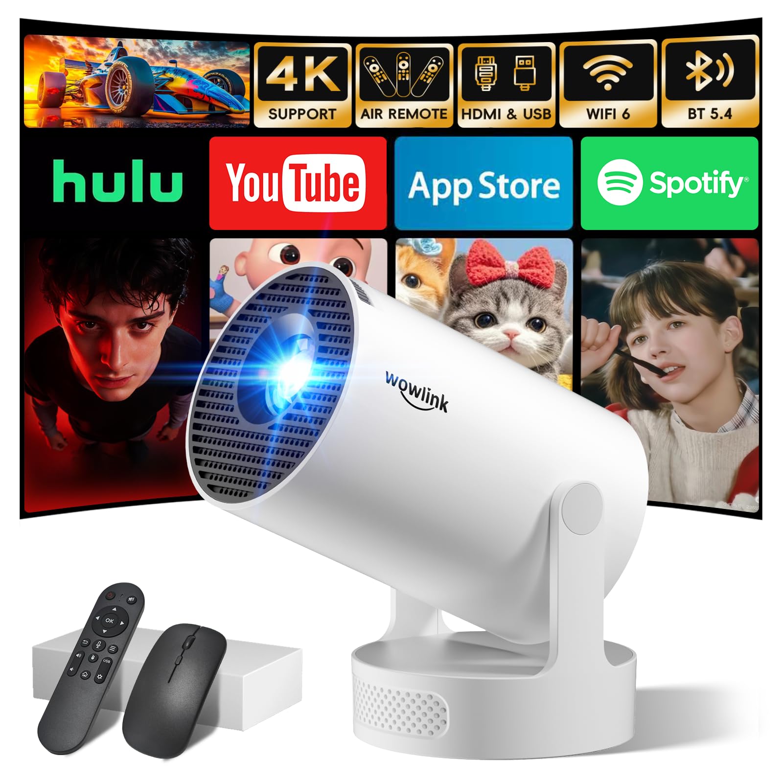 Proyector Mini Portátil 4K HDR con WiFi 6 Bluetooth