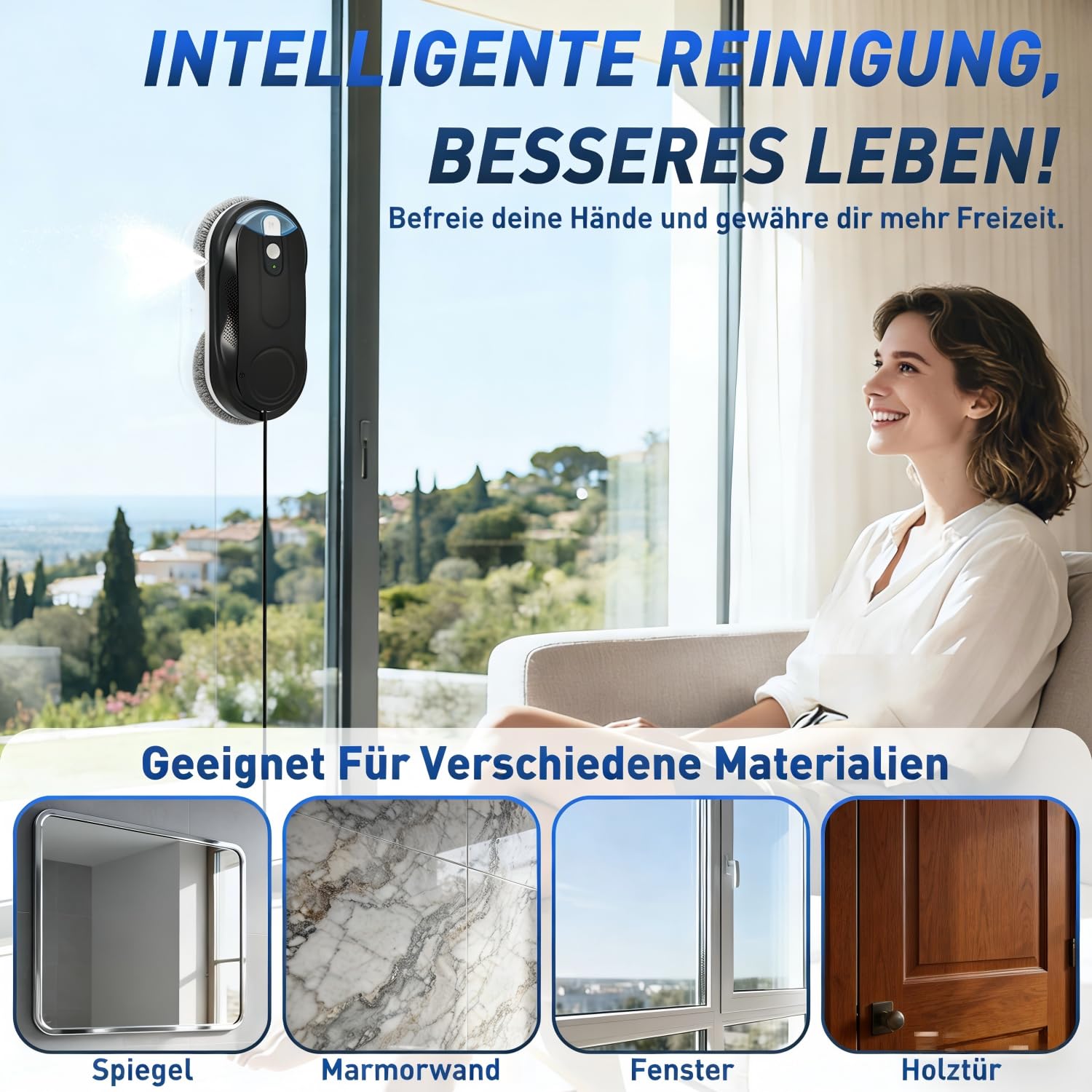 KKI KI-gesteuerter automatischer Fensterreinigungsroboter für Smart Homes