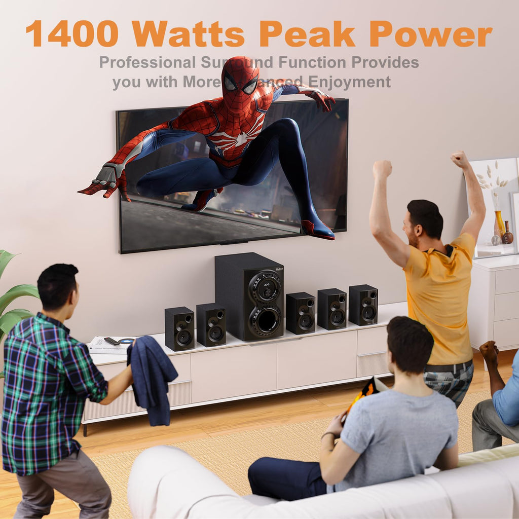Sistema de Sonido Surround 5.1 1400W con Subwoofer de