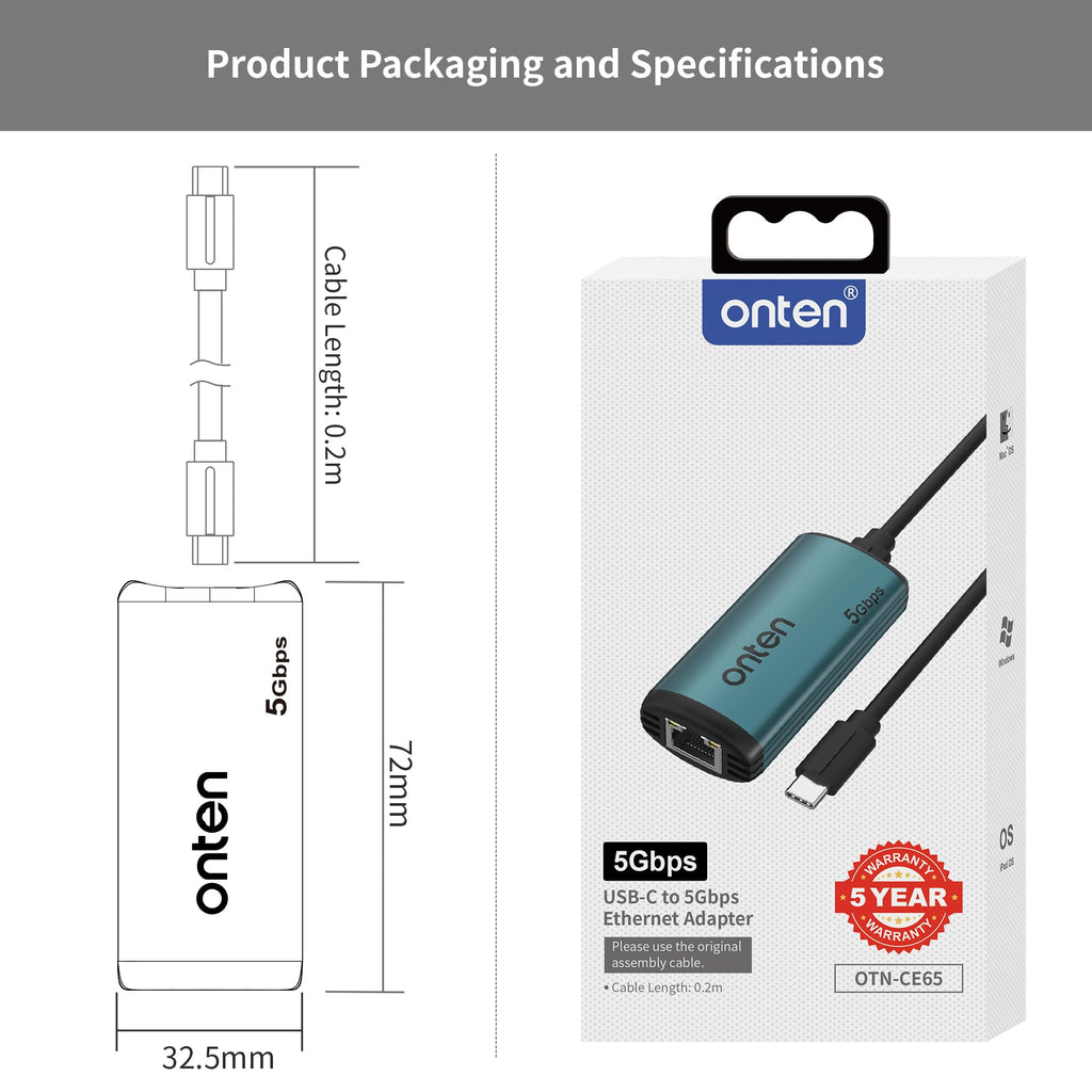 Adaptador USB-C a Ethernet de 5 Gbps Red LAN