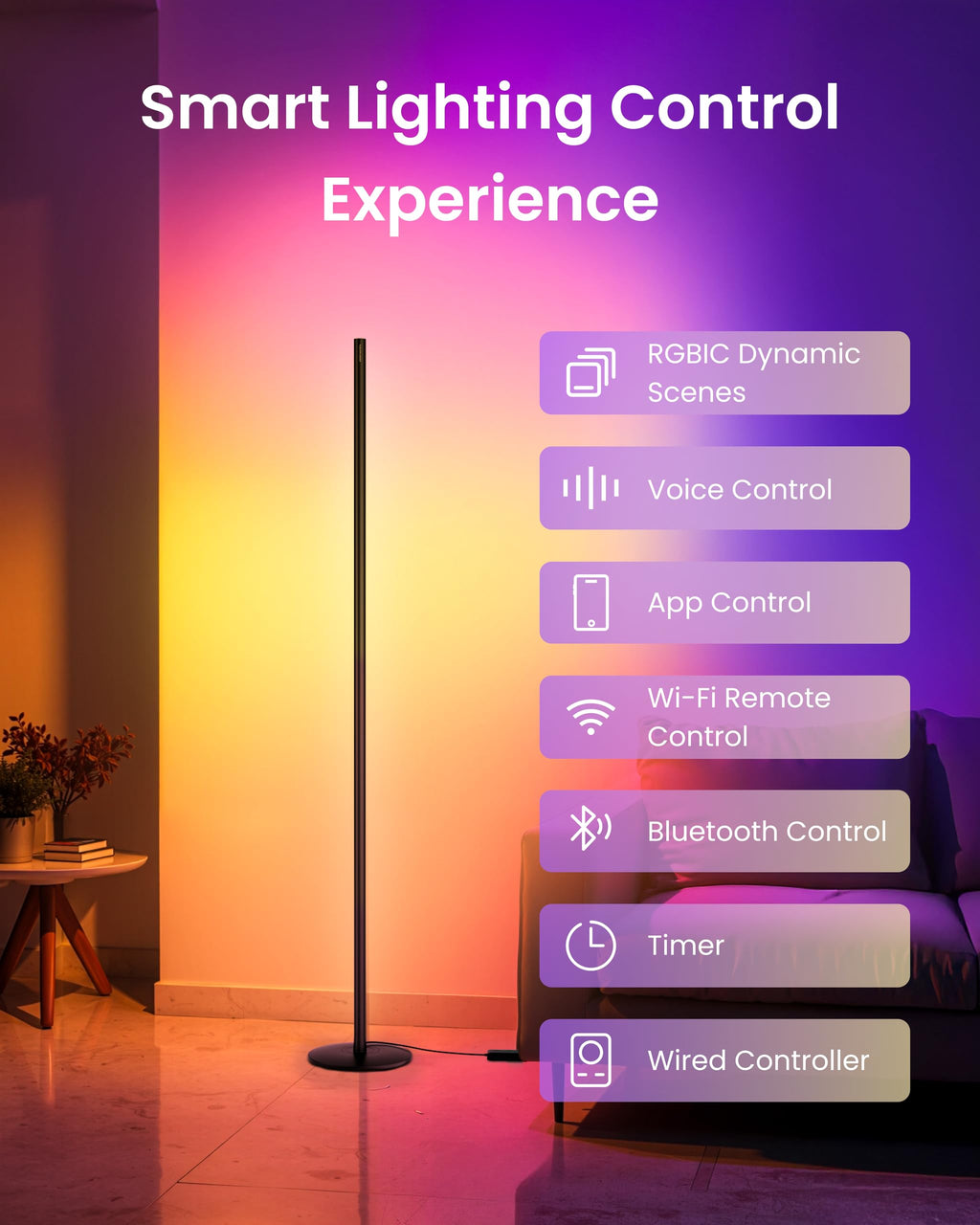 Smart RGBICWW Floor Lamp Voice Control H7061