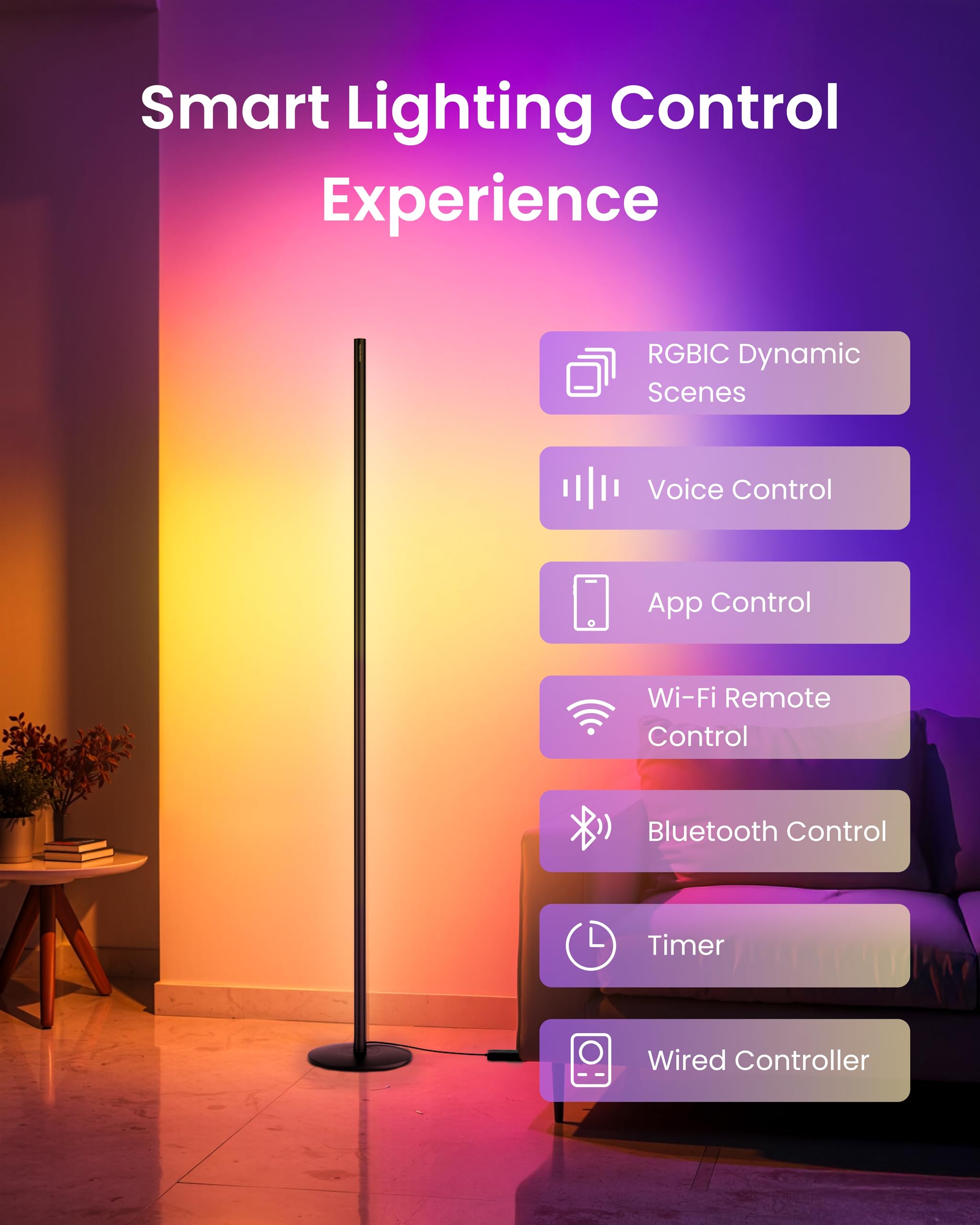 Smart RGBICWW Floor Lamp Voice Control H7061