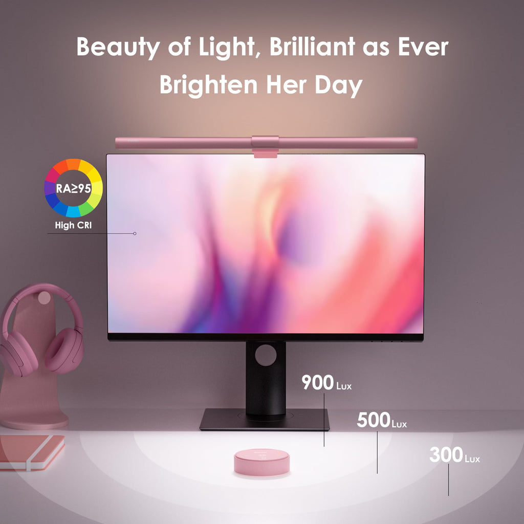 Pink Monitor Light Bar with Remote Eye-Care No Glare