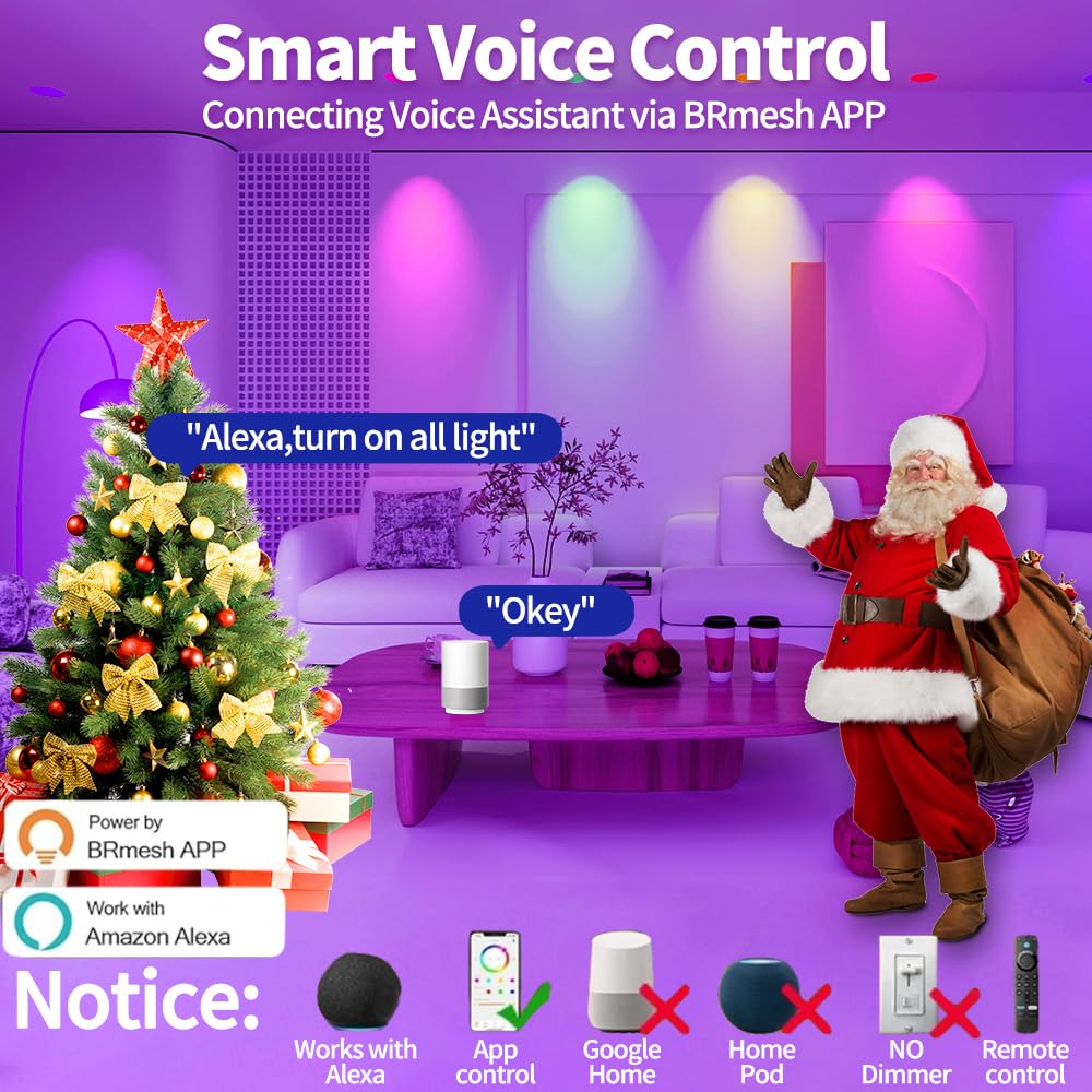 10 упаковка 6-дюймовых умных встраиваемых светодиодных светильников RGBCW