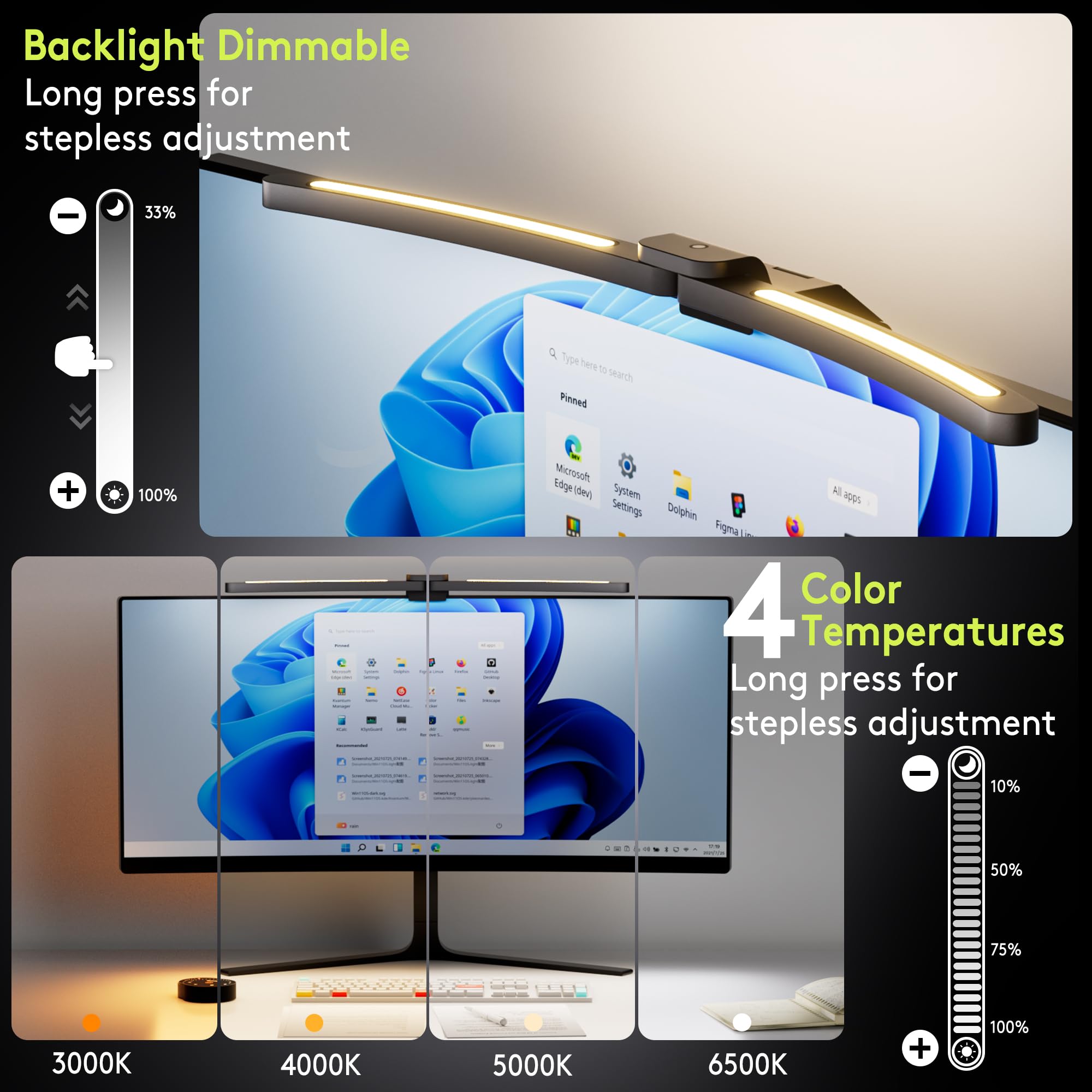 Quntis 1000R Curved Monitor Light Bar Dual Adjustable LED