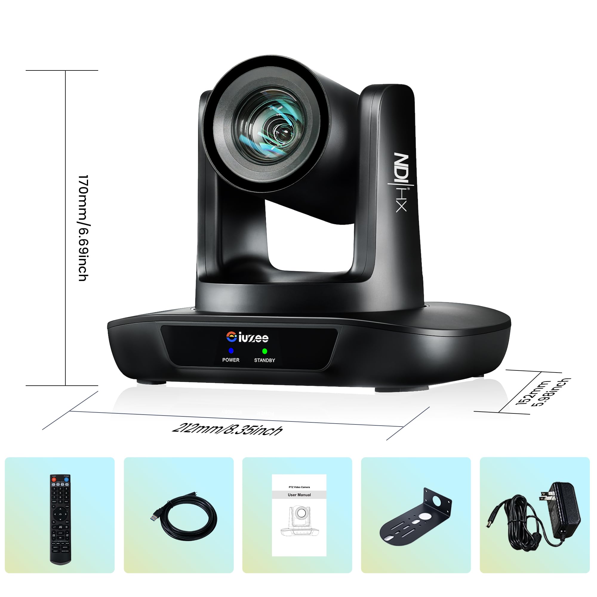 Professional AI Auto Tracking PTZ Camera with NDI and Multi-Output Connectivity