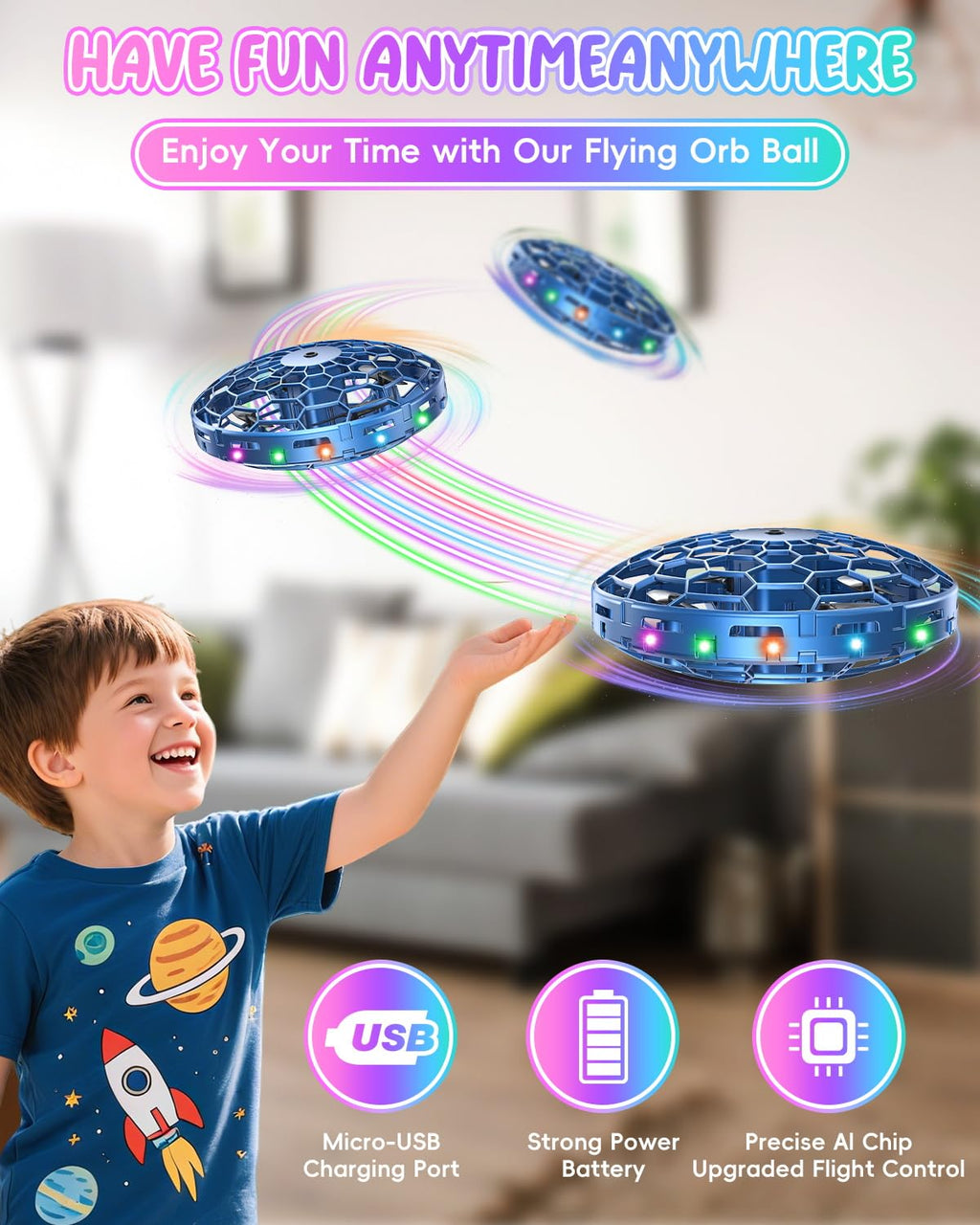 PYMSRTY 360° Дрон с бесконтактным датчиком движения