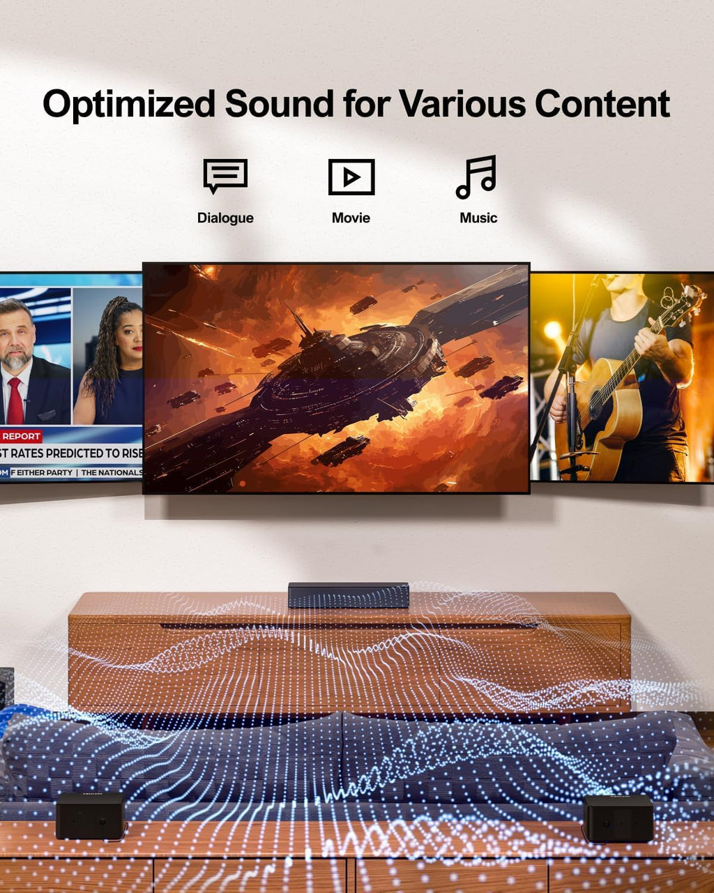 Barra de sonido 5.1 canales con 320W de potencia