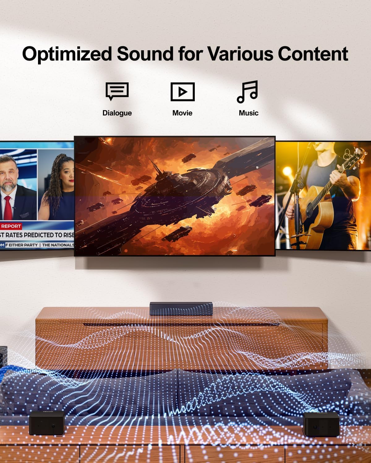 Barra de sonido 5.1 canales con 320W de potencia