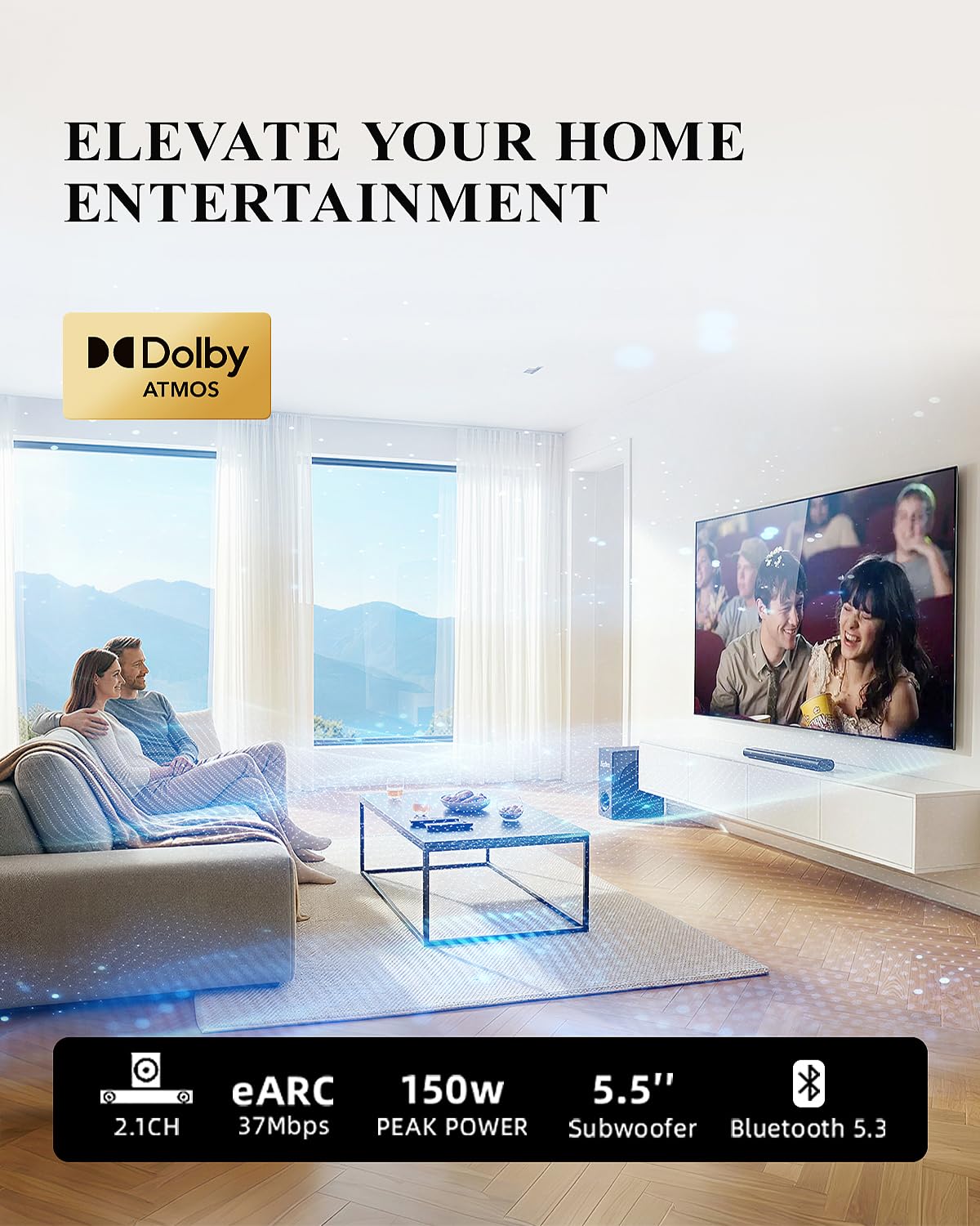 Barra de Sonido Dolby Atmos con Subwoofer Inalámbrico Sistema