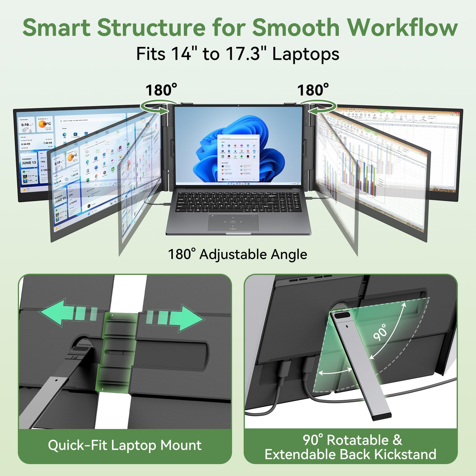 15.6" Triple Laptop Screen Extender DCM8