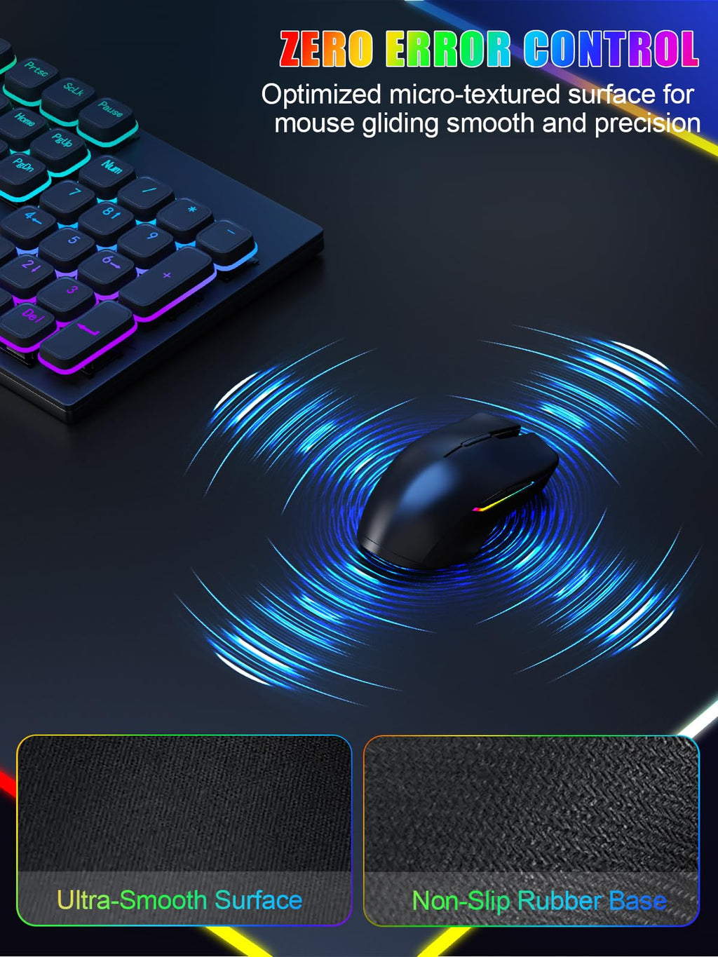 XXL RGB Gaming Mouse Pad 31.5"x15.8" Wireless Charger Phone