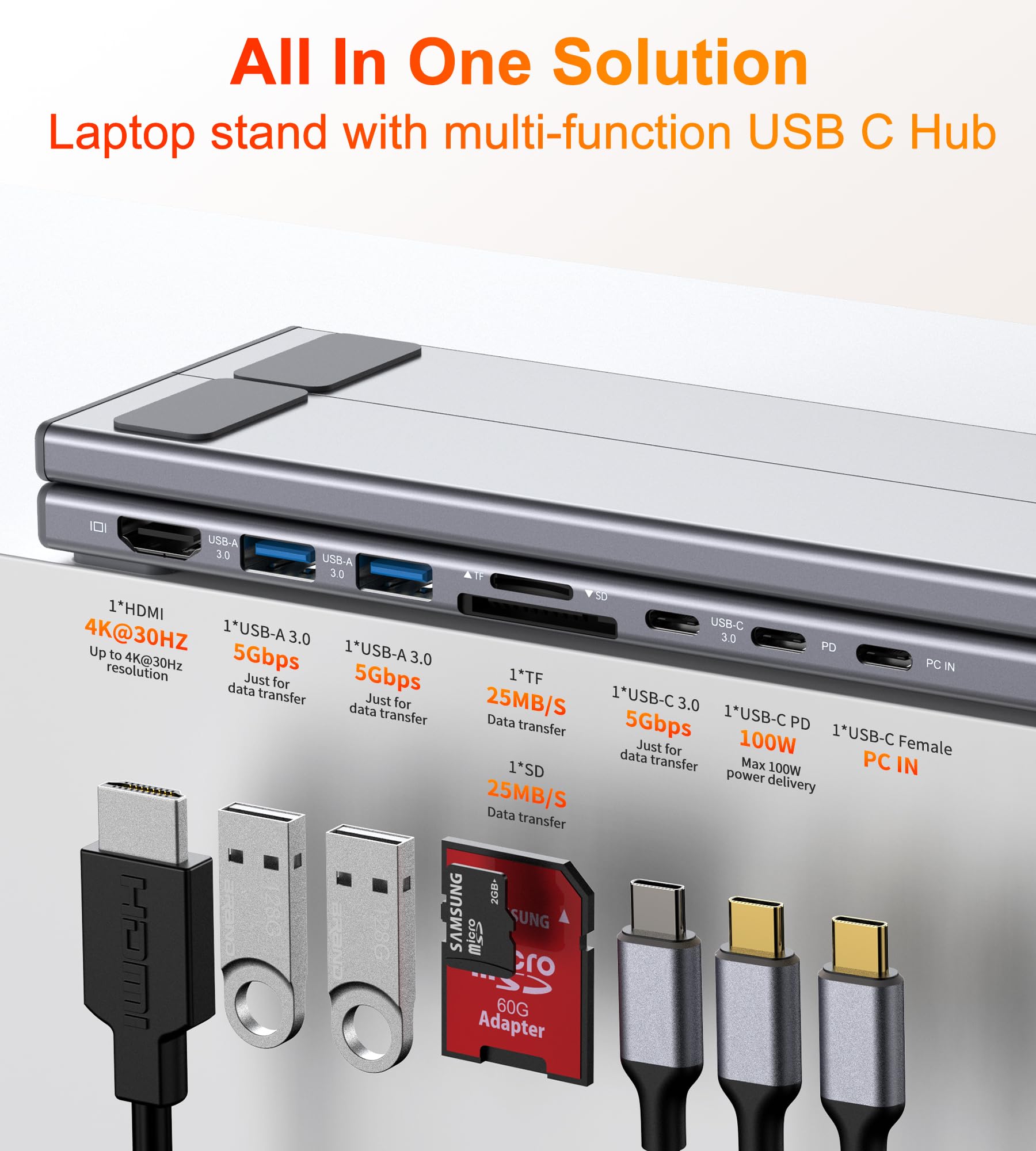 Soporte para Estación de Conexión de Portátil USB-C 8