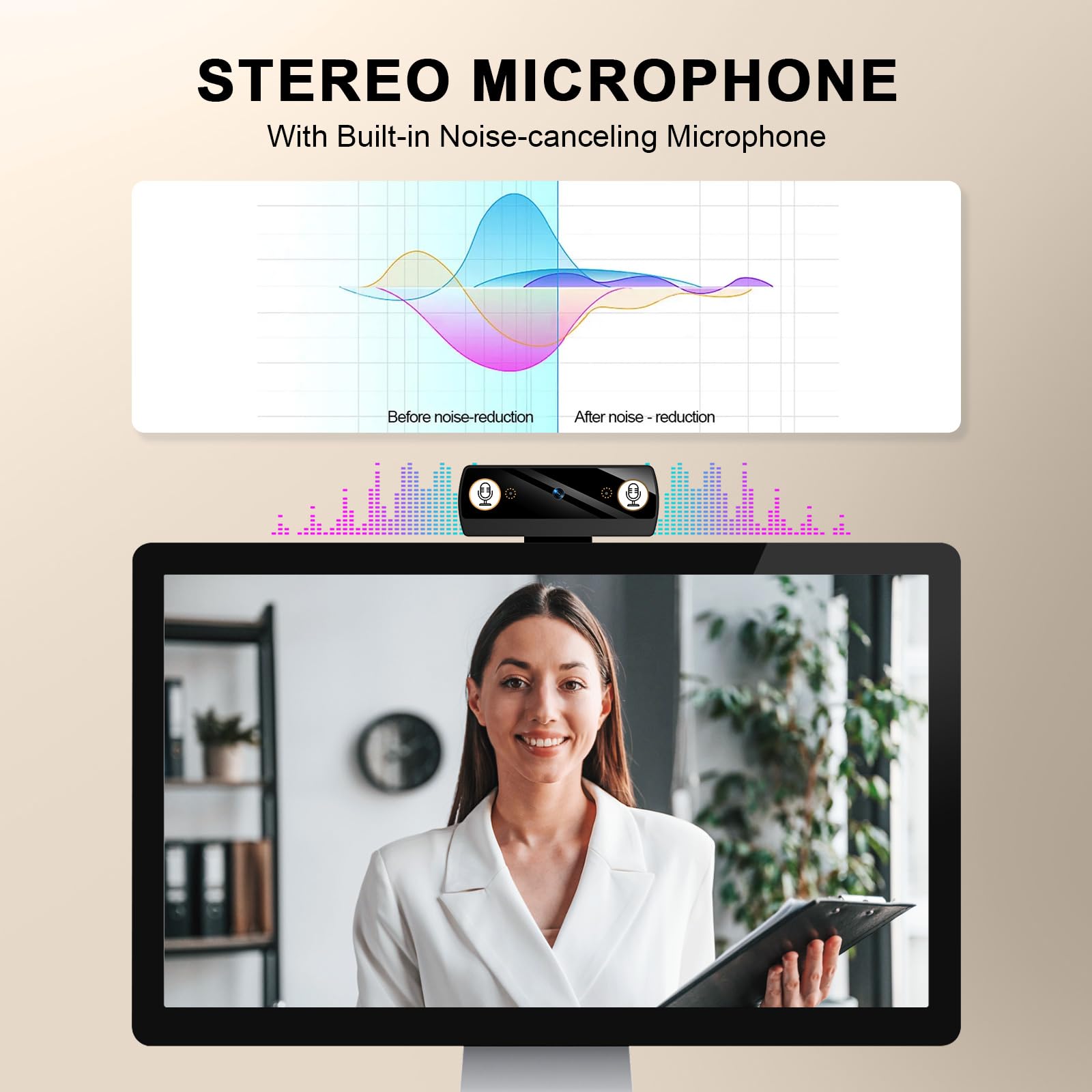 Diccik 1080P Webcam with Microphone, Full HD Video Calling Web Camera, HD Light