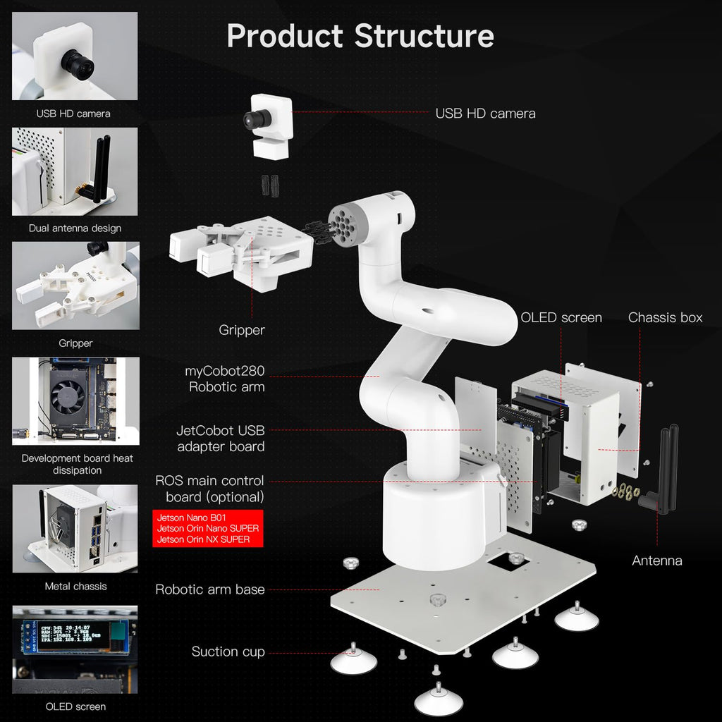 Bras Robotique ROS 7-DOF Programmable avec Pince Adaptative pour