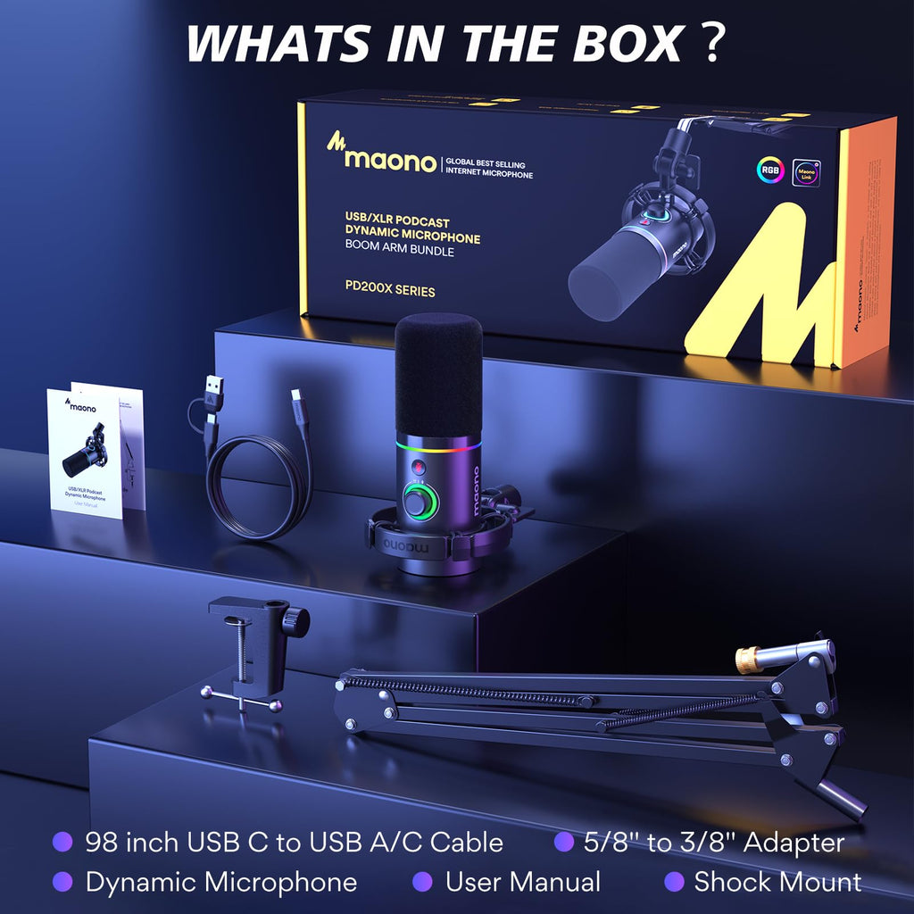 Kit de Micrófono Dinámico XLR/USB PD200XS Negro