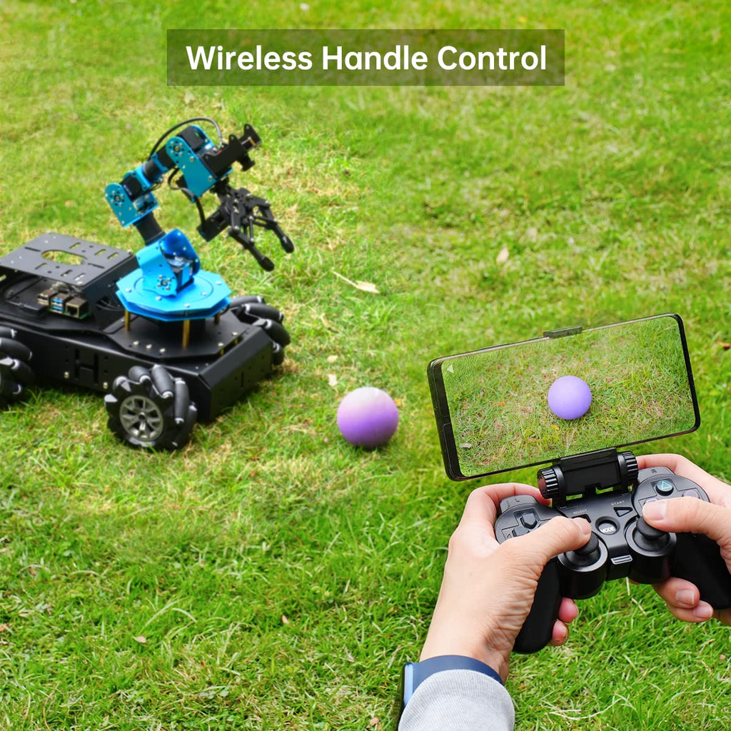 6DOF Robot Arm with Raspberry Pi 5 8GB - AI Vision Robotic Arm Car with Mecanum