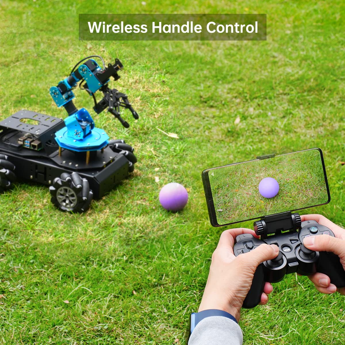 6DOF Robot Arm with Raspberry Pi 5 8GB - AI Vision Robotic Arm Car with Mecanum