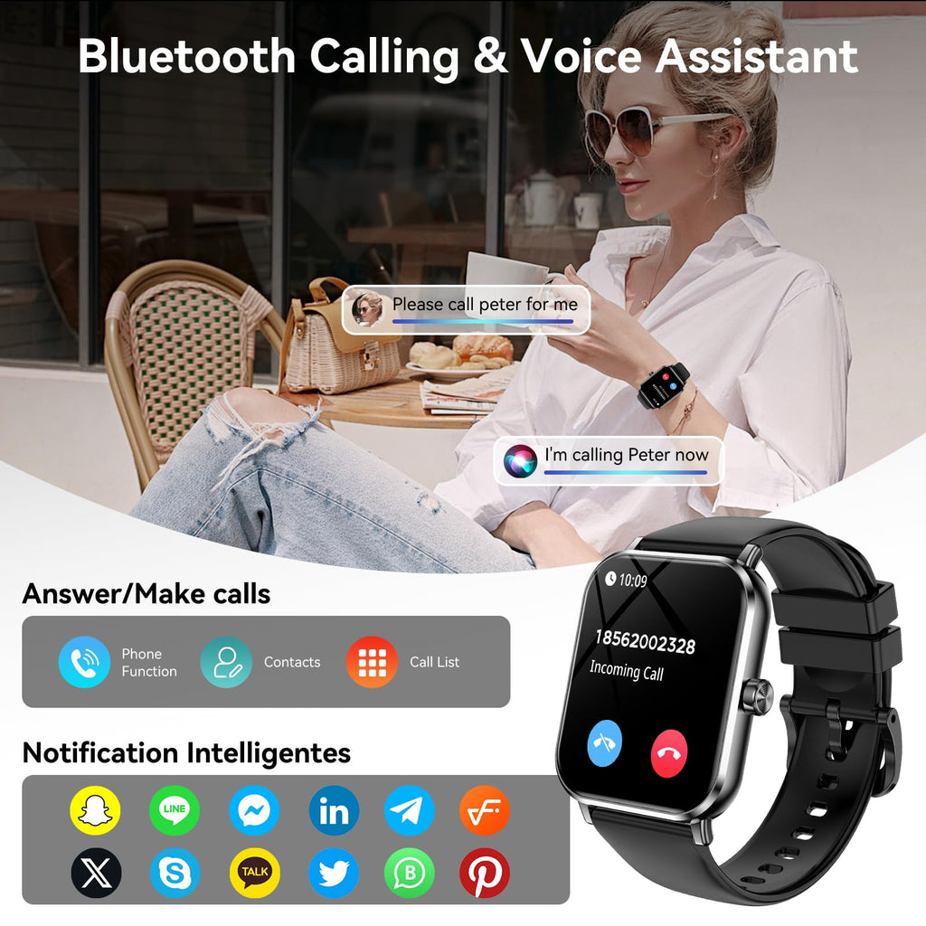 Умные часы 1.83" HD сенсорный экран Bluetooth фитнес-трекер