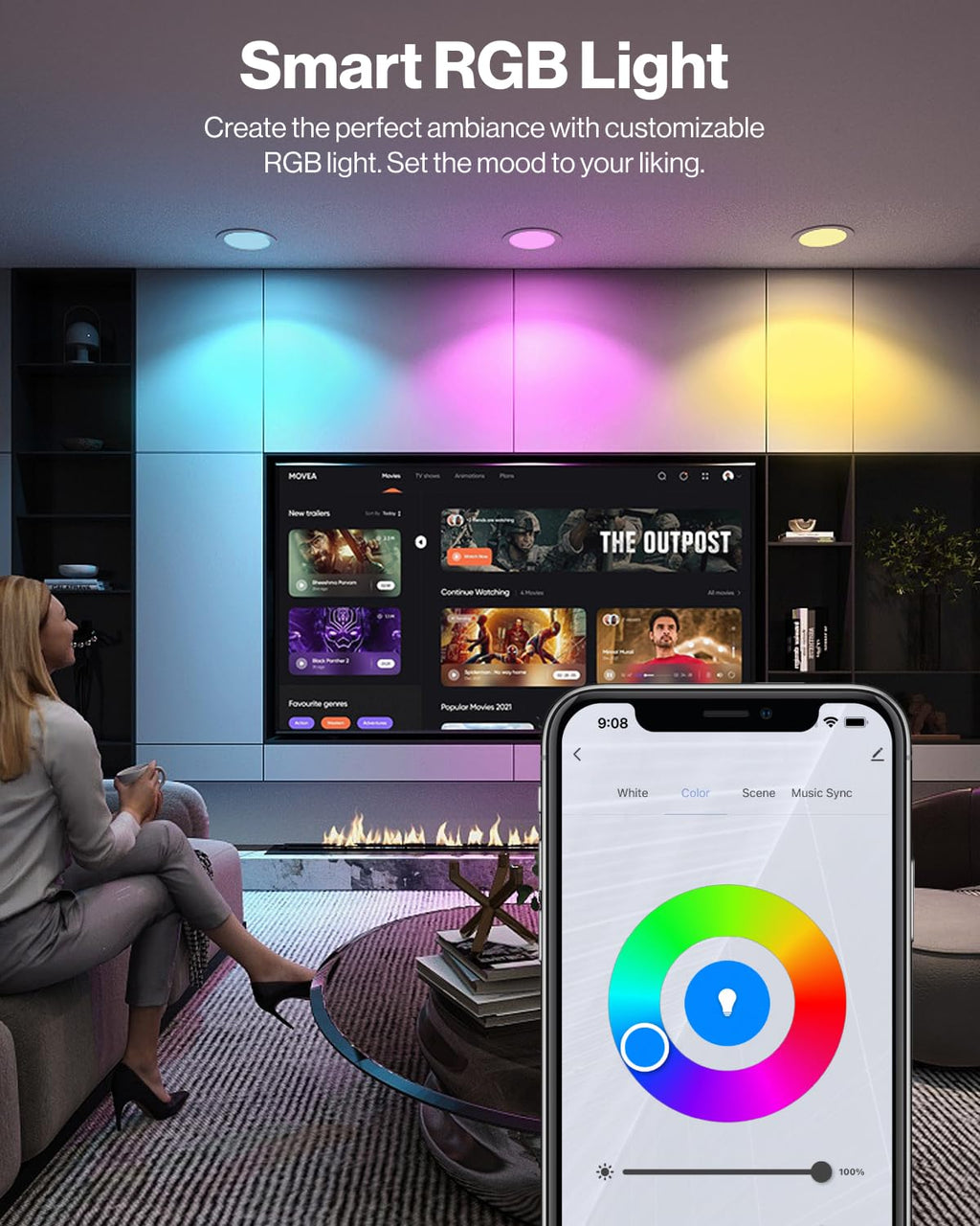 Smart Color Changing Ultra Thin WiFi Recessed Lights