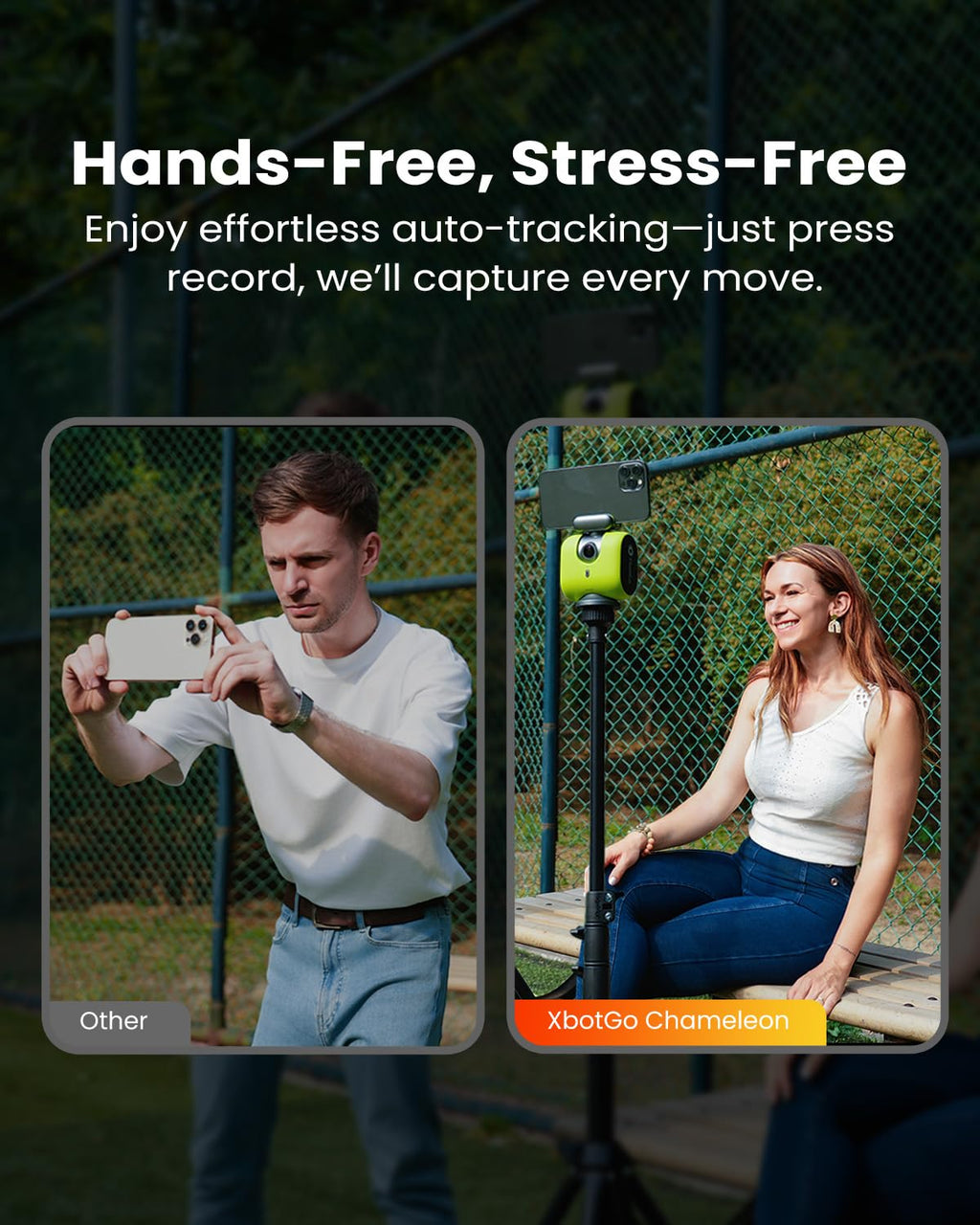 XbotGo Chameleon AI Auto Sports Action Camera - 4K 60FPS Soccer Camera and Basketball Tracking Camera for Team Sports, Live Streaming, No Subscription, Works with iOS & Android (Lemon Green)