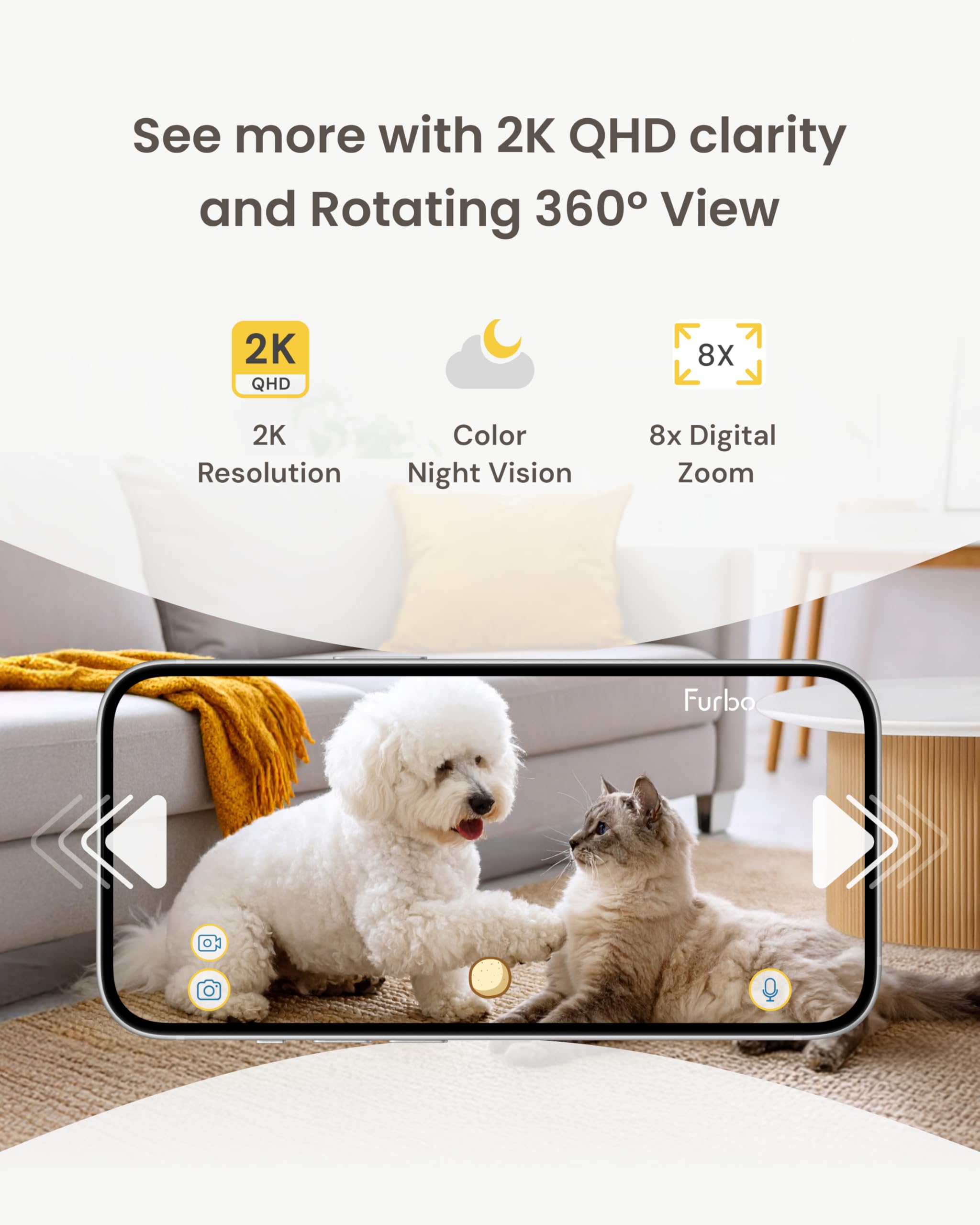 Умная камера Furbo Mini 360° 2K QHD для домашних