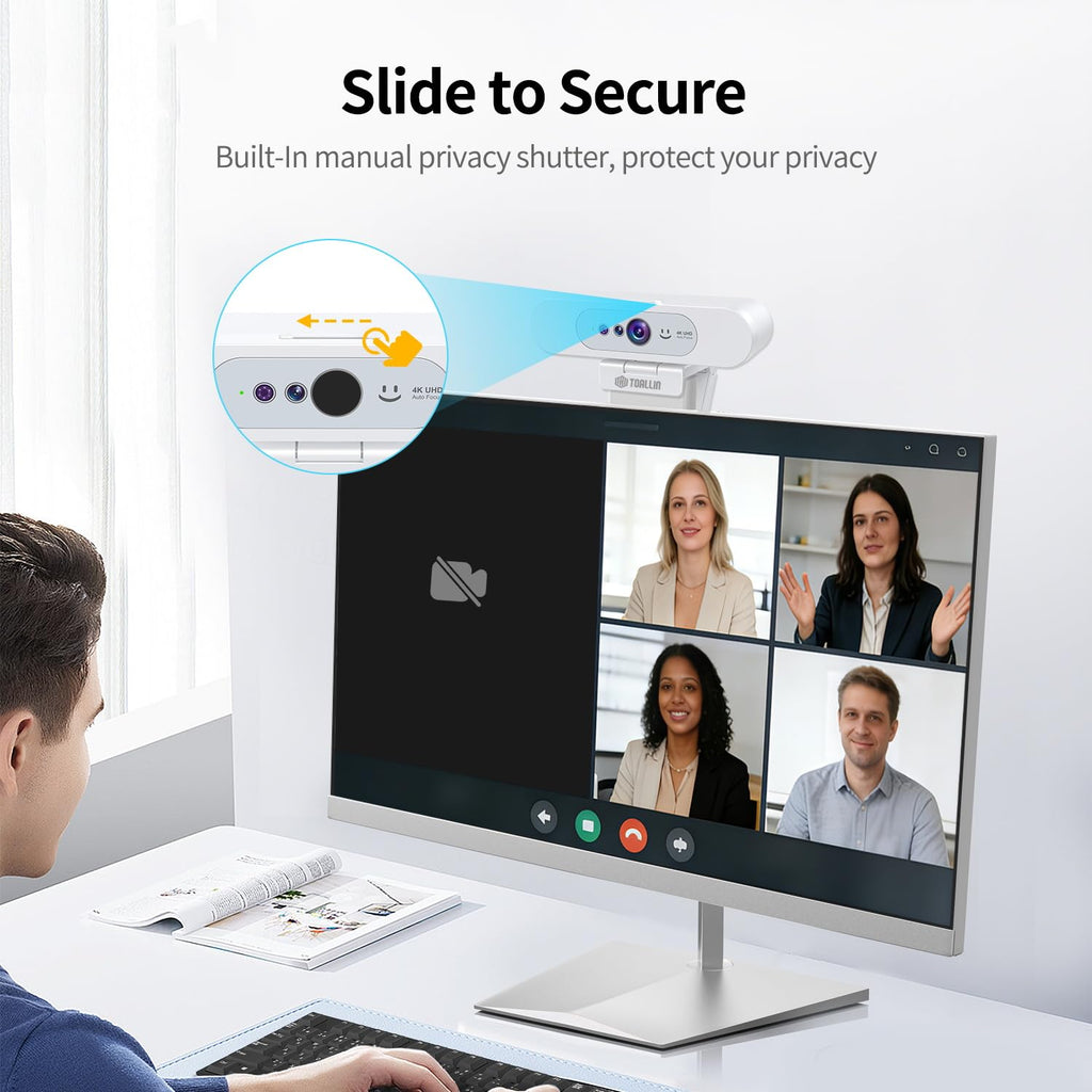 4K UHD Webcam mit Windows Hello Gesichtserkennung und Privatsphärenschutz
