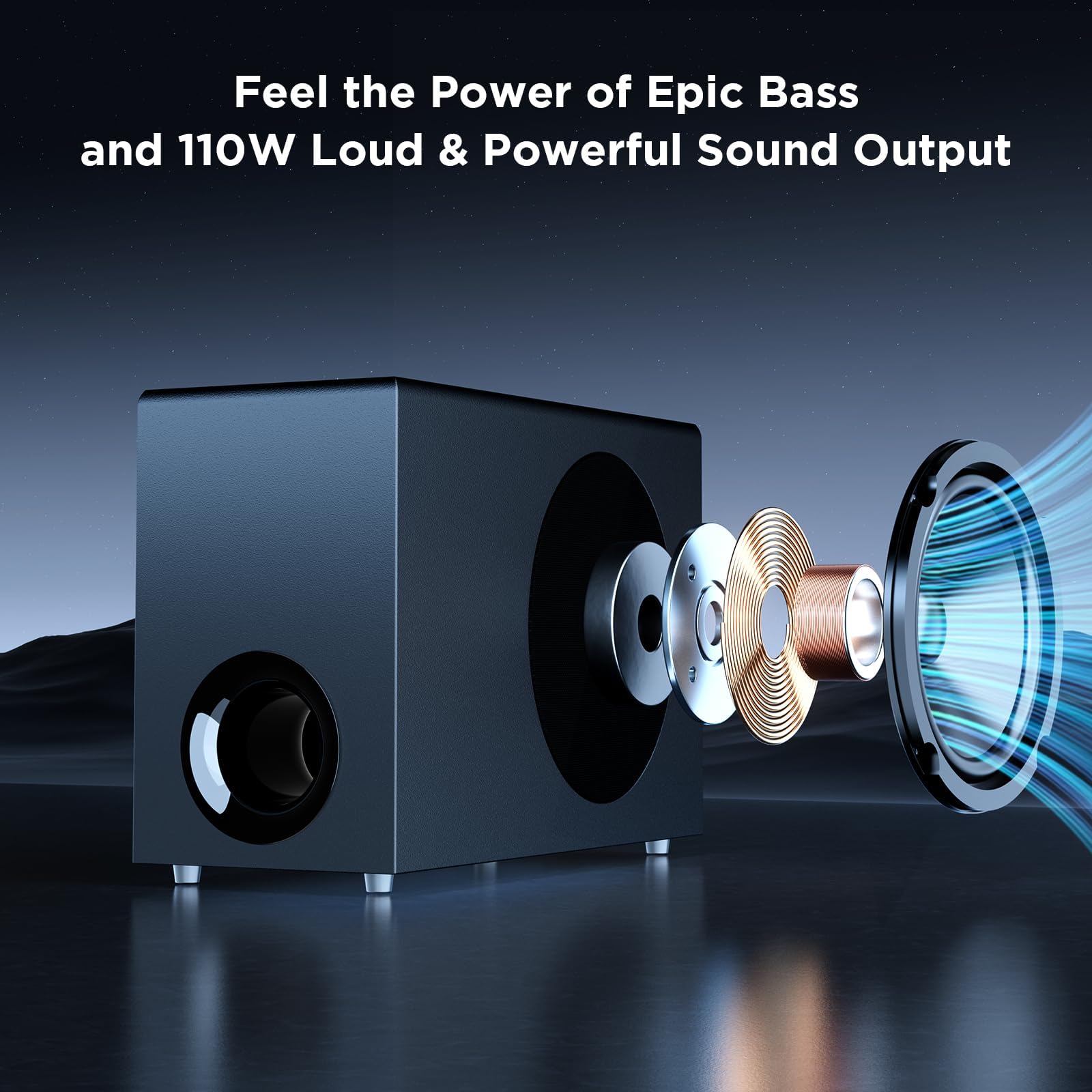 110W Sound Bar with Wireless Subwoofer for TV Audio