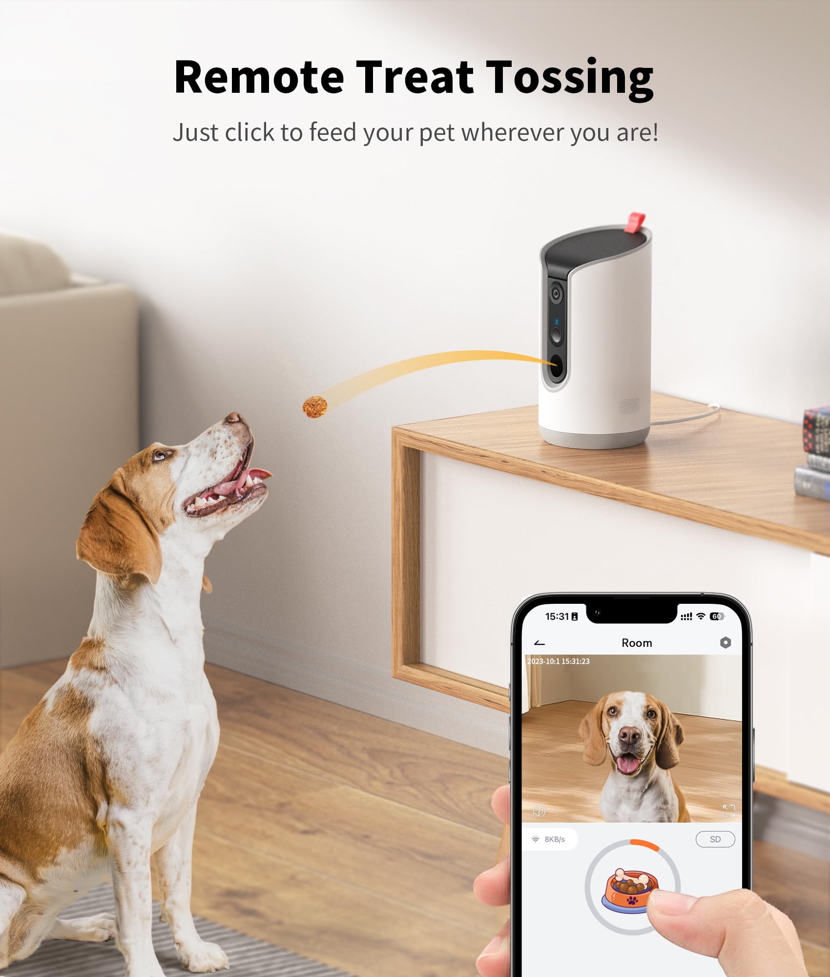 2K Pet Camera Treat Dispenser 360° View WiFi