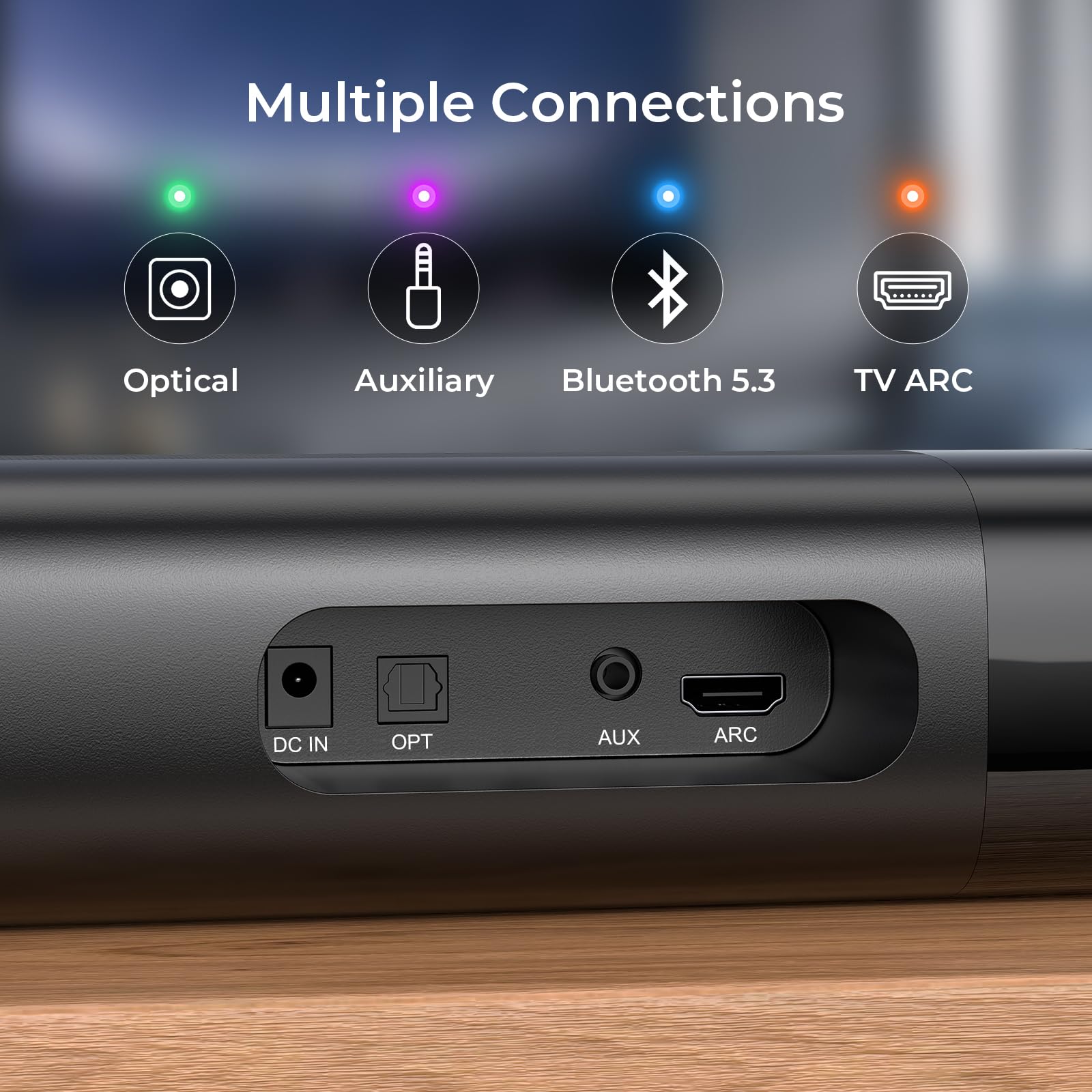 Assistrust Sound Bar for Smart TV, Soundbar with Bluetooth/ARC/Opt/AUX Connect, Auto Volume Boost, 3 Equalizer Modes, 2 in 1 Detachable Soundbar for TV/PC/Gaming/Projectors