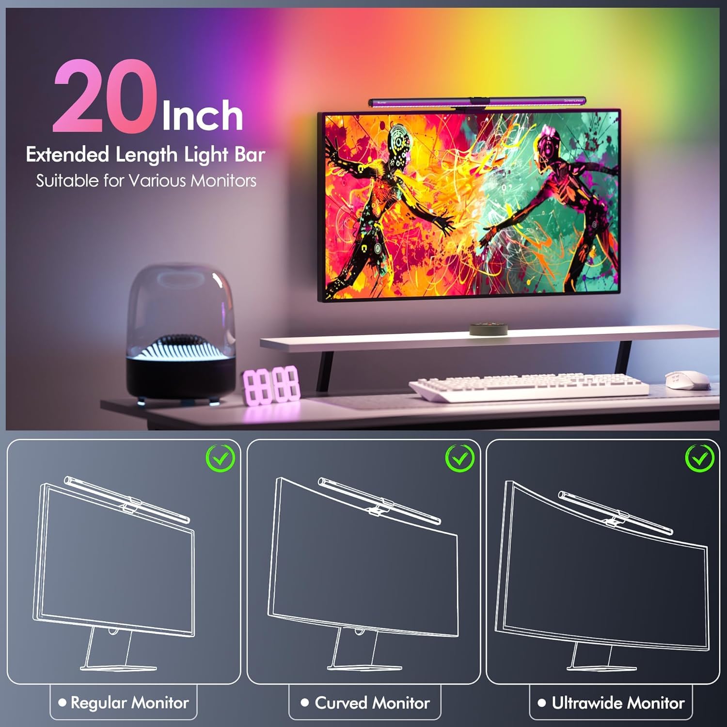 Мониторная подсветка с RGB: 15 режимов для игр, модель