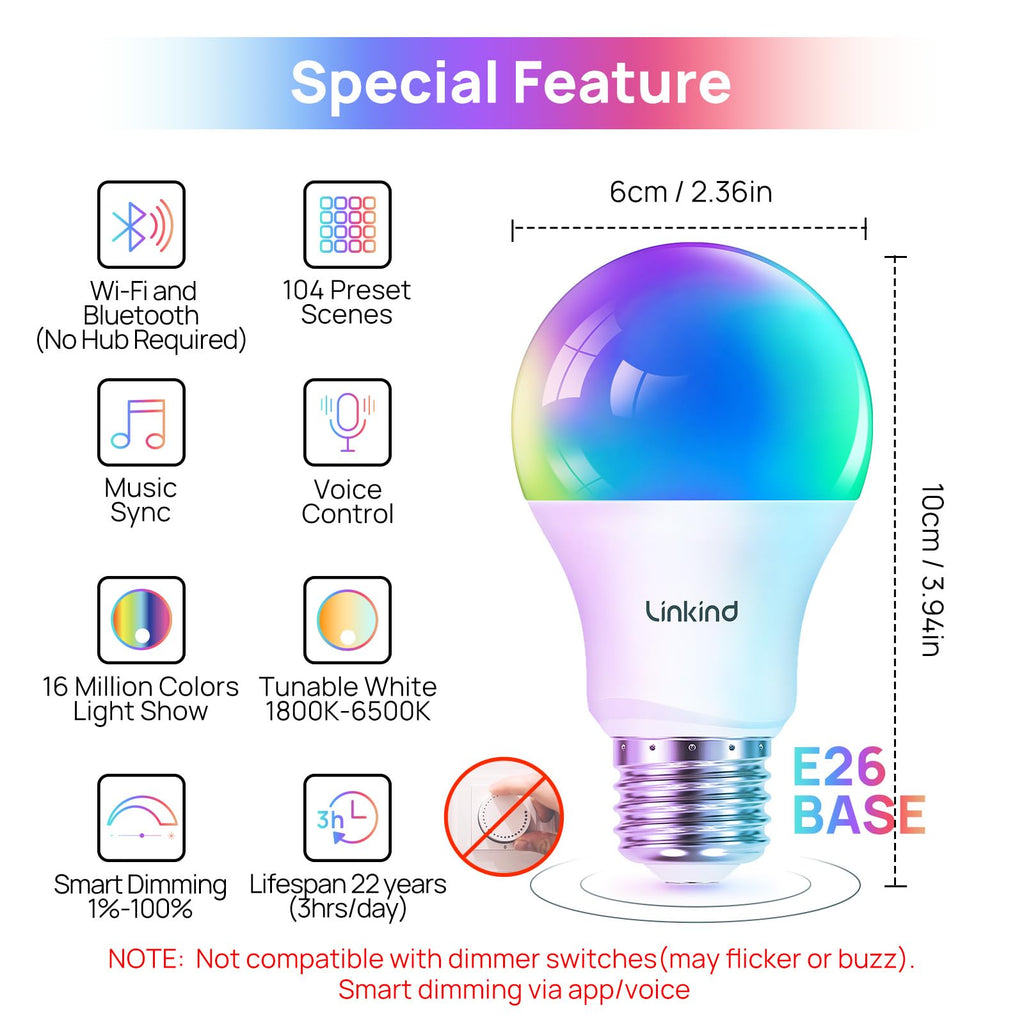 Wi-Fi Ağı Smart LED Lampası A19 Rəng Dəyişən L900-5W-A19-W